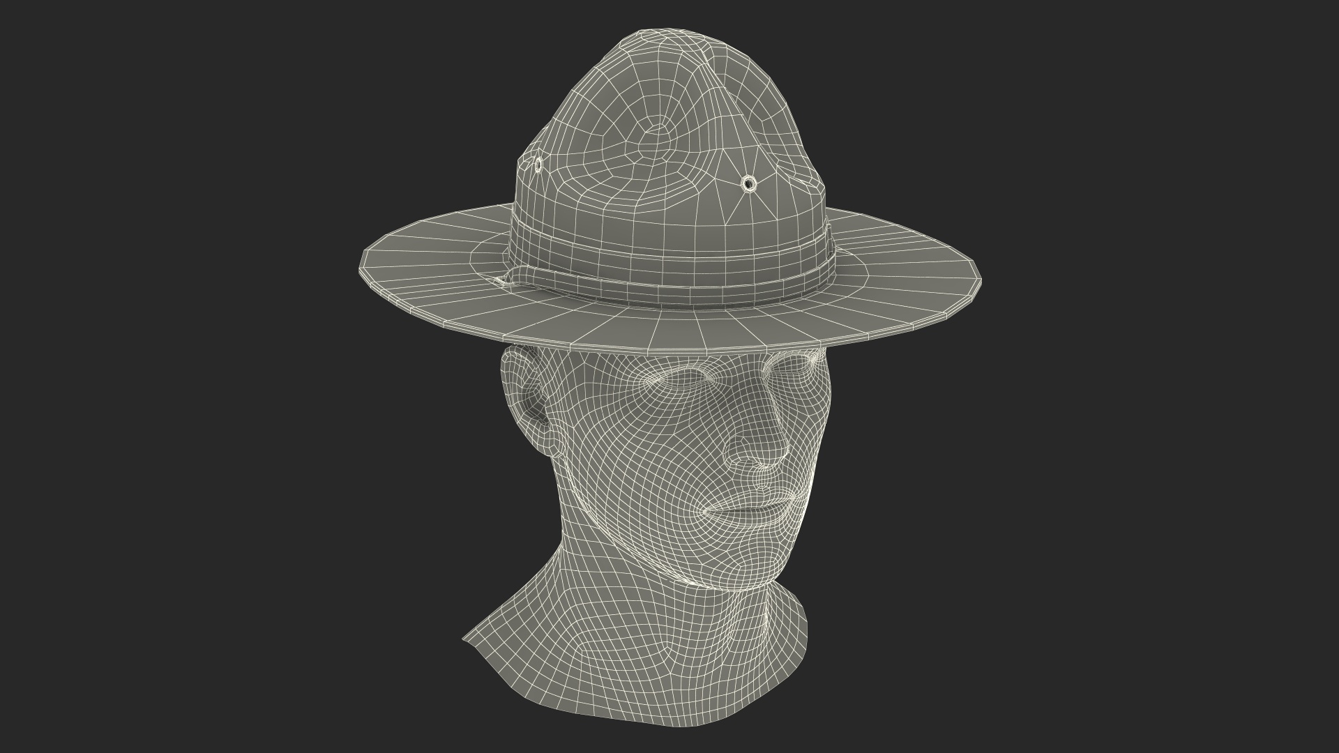 3D model Military Sergeant Cap Green on Mannequin