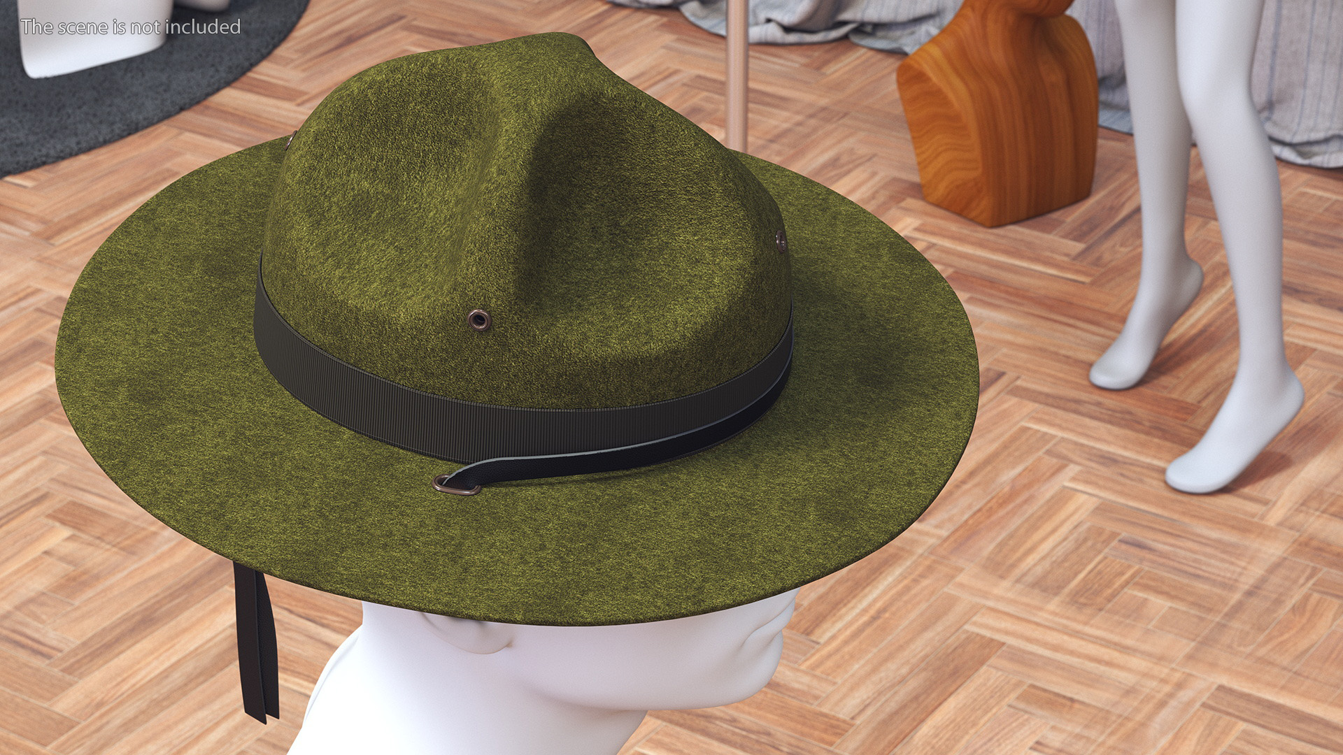 3D model Military Sergeant Cap Green on Mannequin