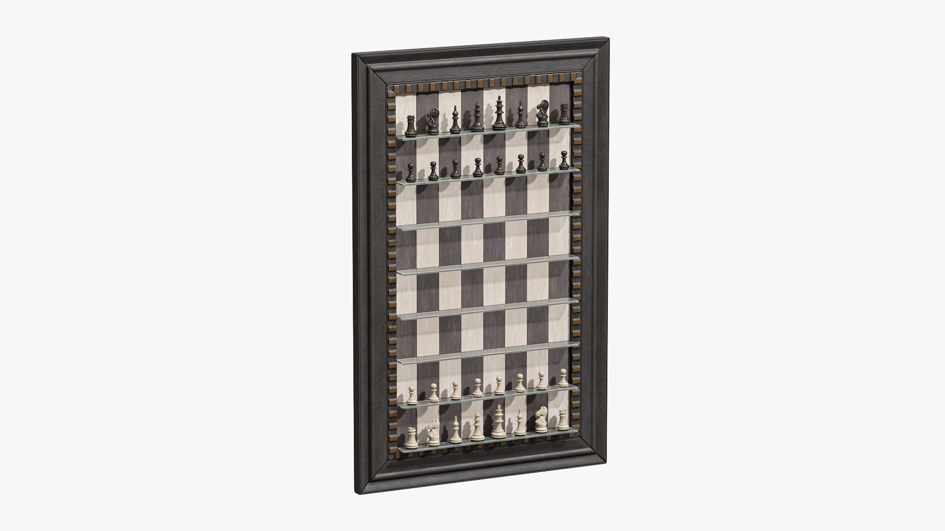 3D Vertical Wall Chess Dark Wood Set model