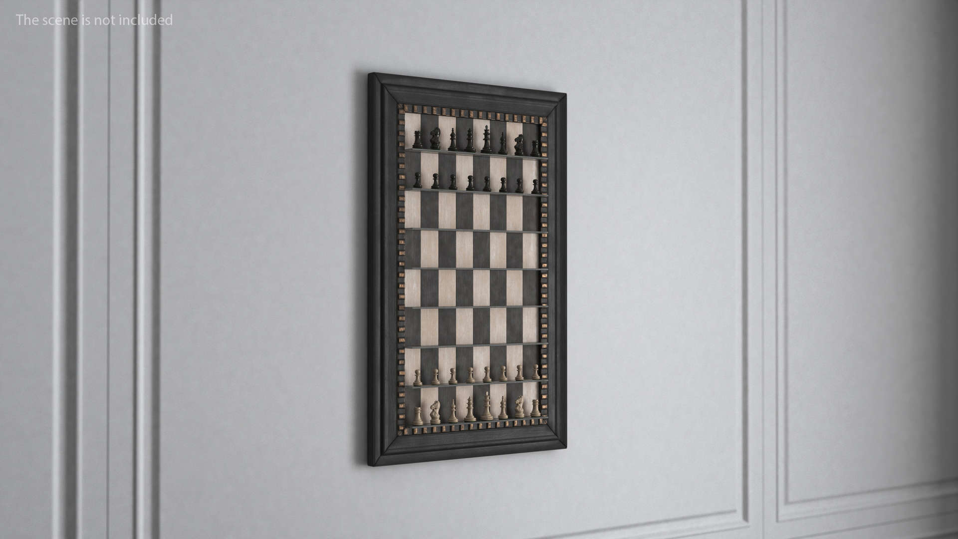 3D Vertical Wall Chess Dark Wood Set model