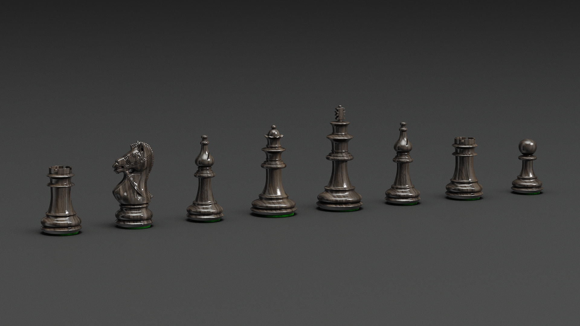 3D Vertical Wall Chess Dark Wood Set model