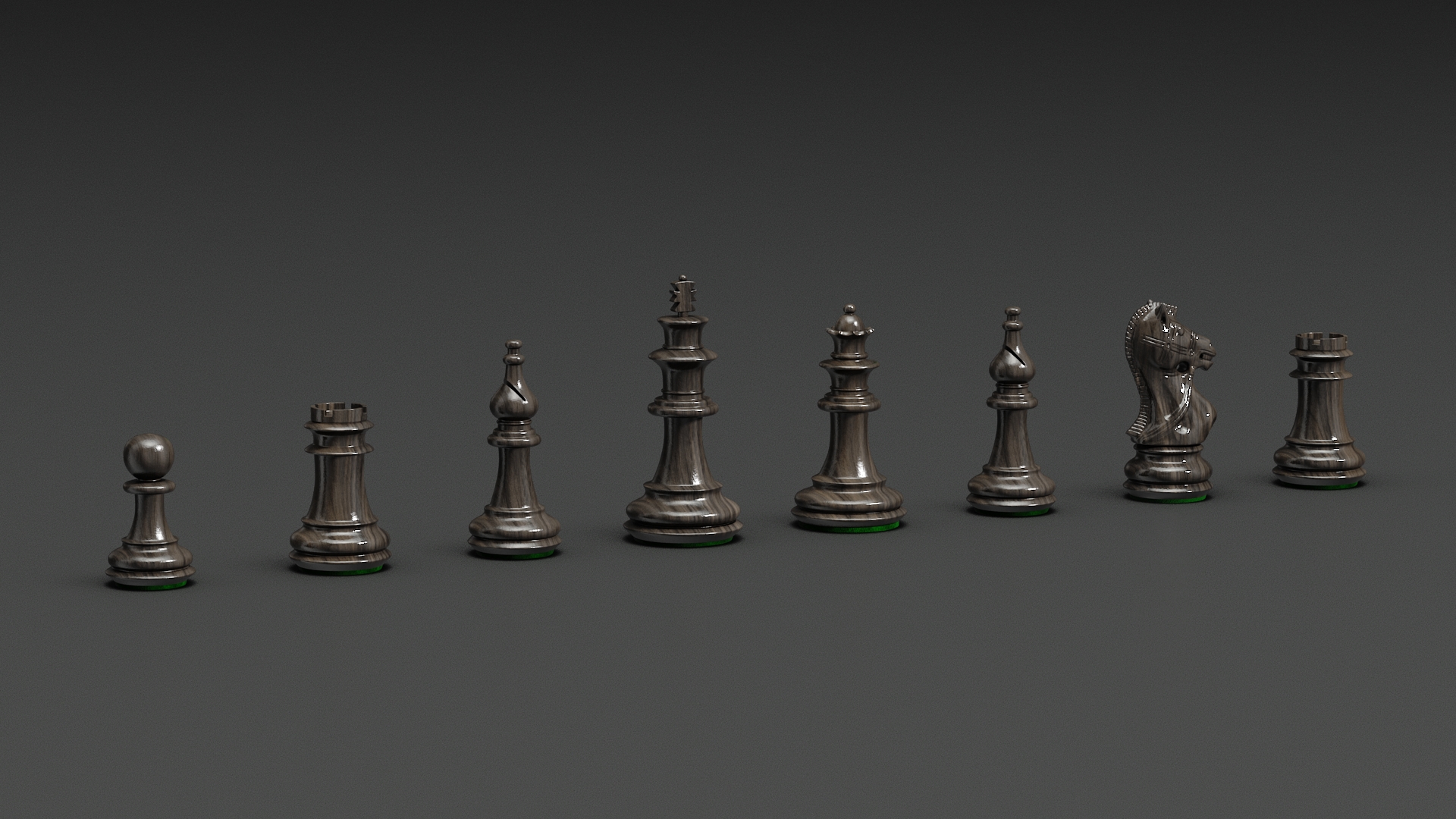 3D Vertical Wall Chess Dark Wood Set model