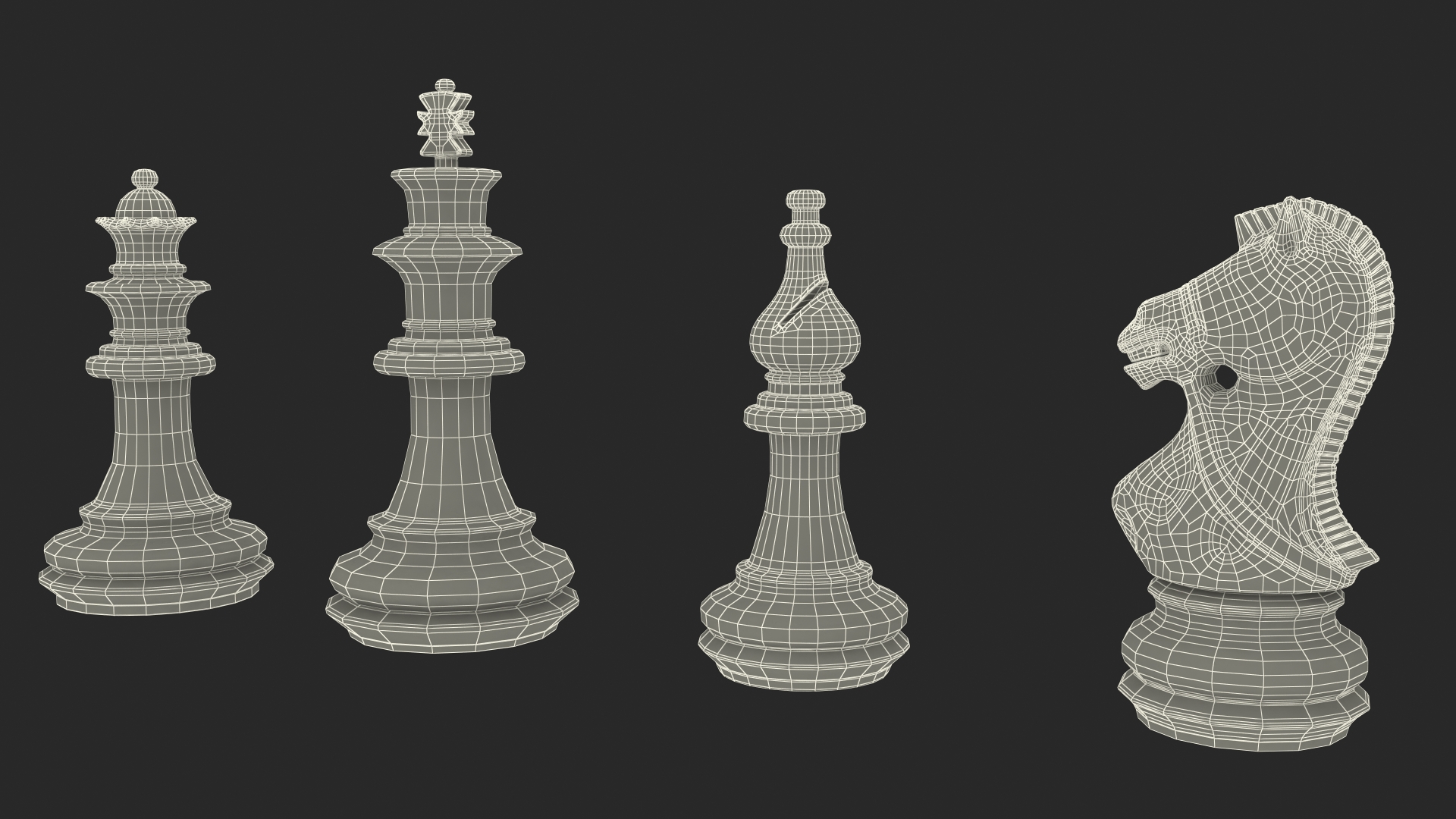 3D Vertical Wall Chess Dark Wood Set model