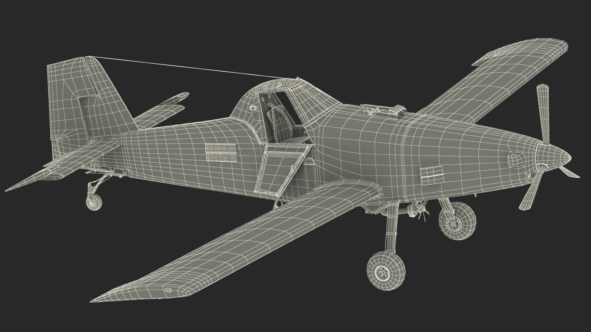 Agricultural Plane Air Tractor AT 502B Yellow Rigged 3D