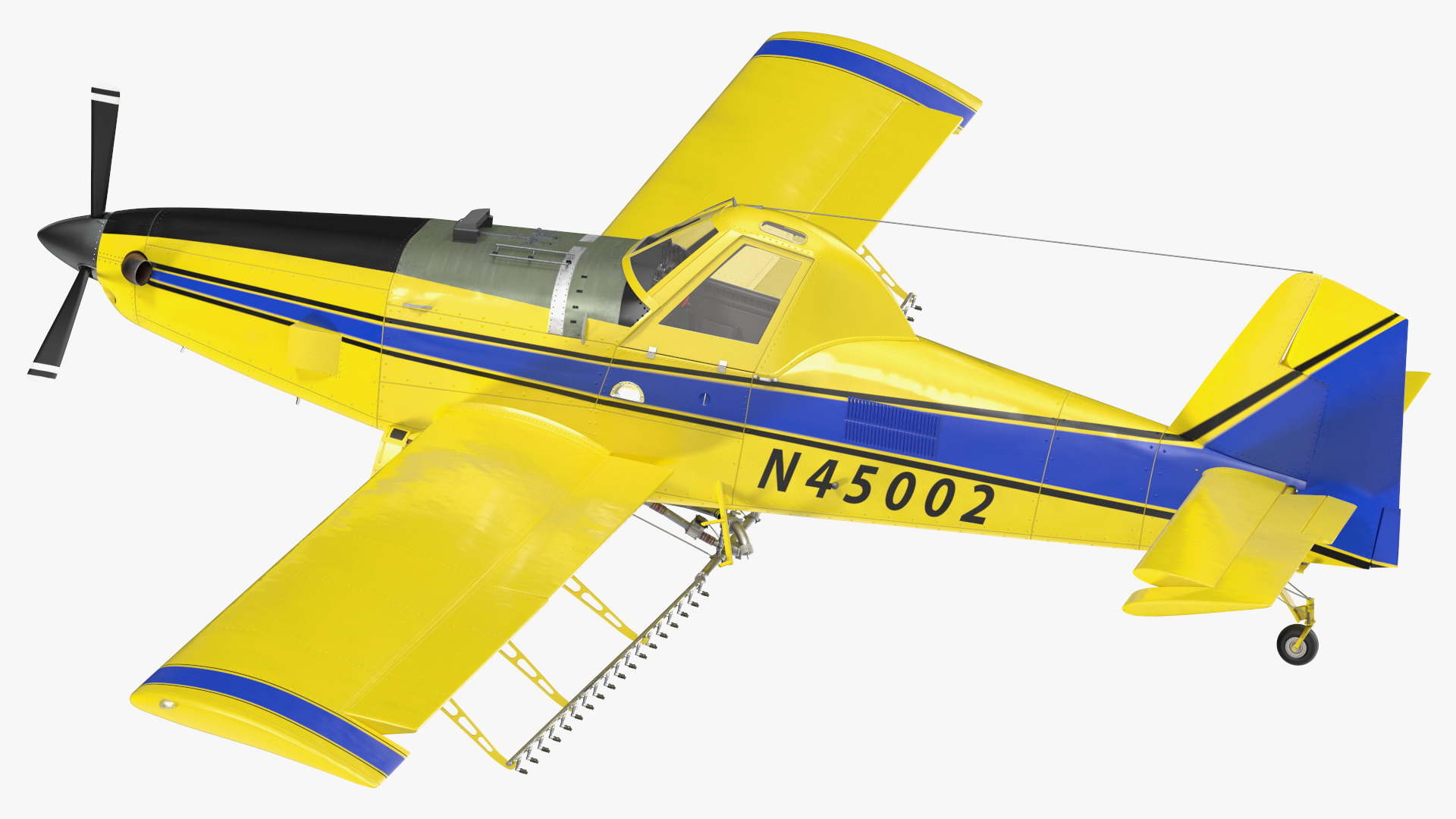 Agricultural Plane Air Tractor AT 502B Yellow Rigged 3D