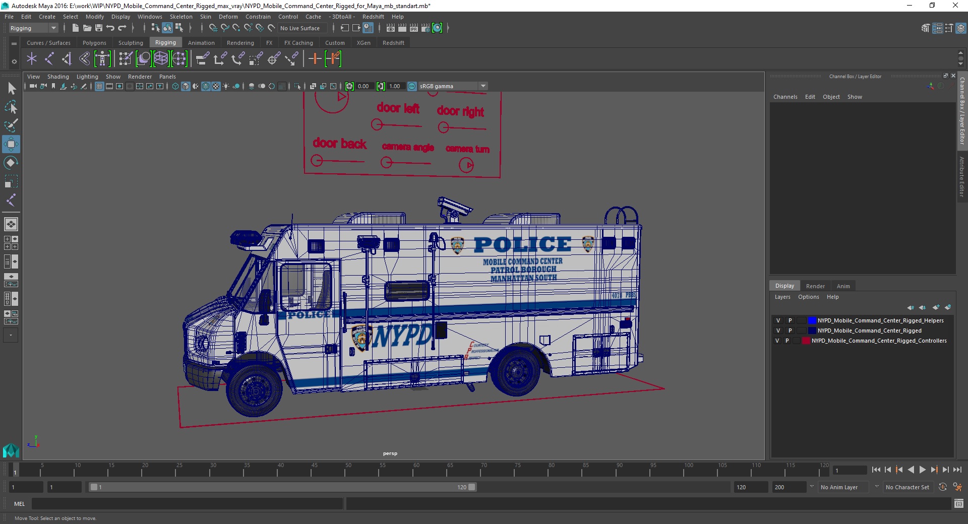 NYPD Mobile Command Center Rigged for Maya 3D