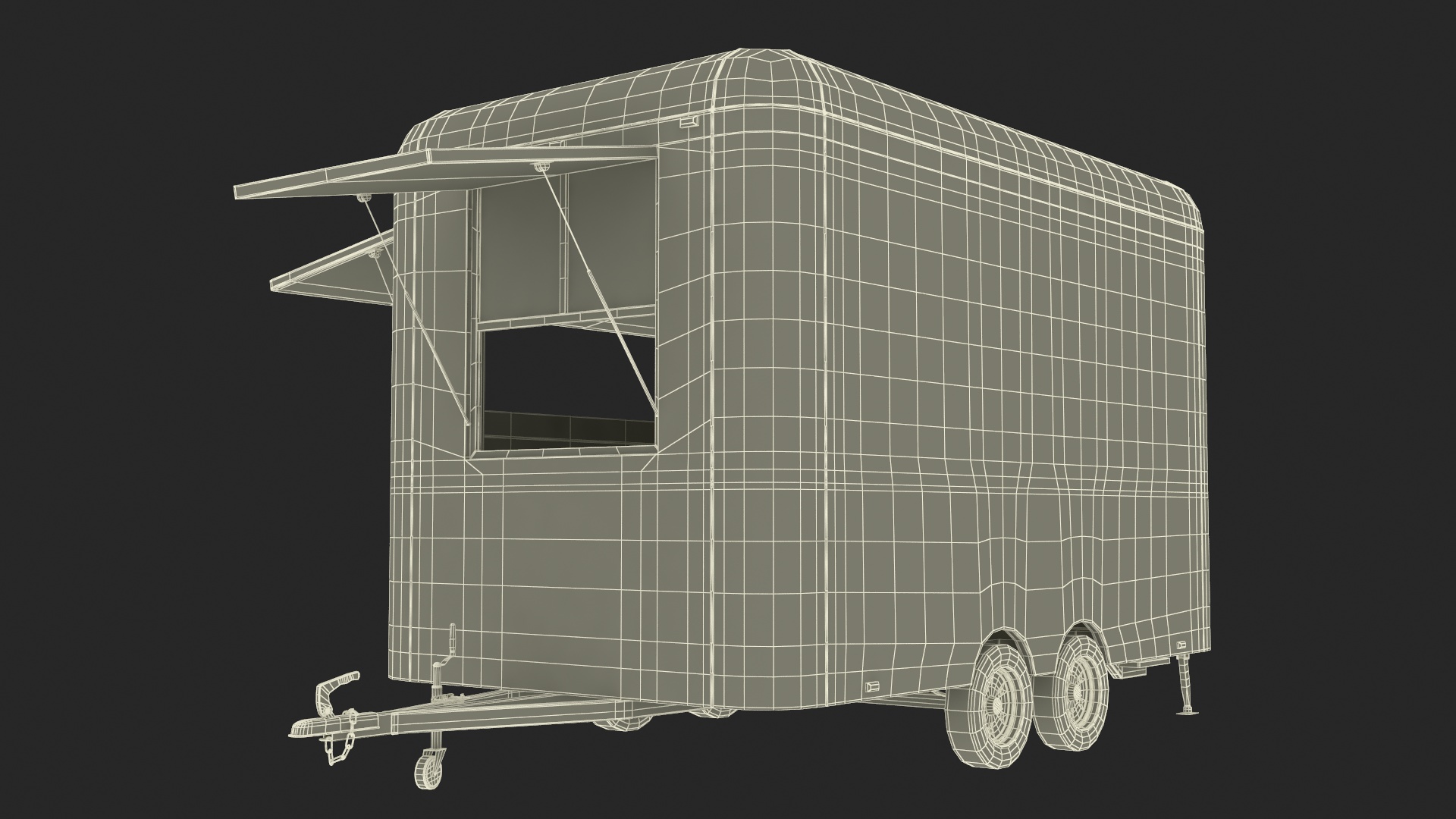 3D Mobile Food Trailer White Empty