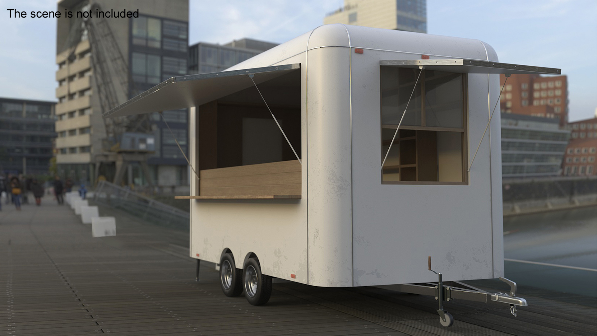 3D Mobile Food Trailer White Empty