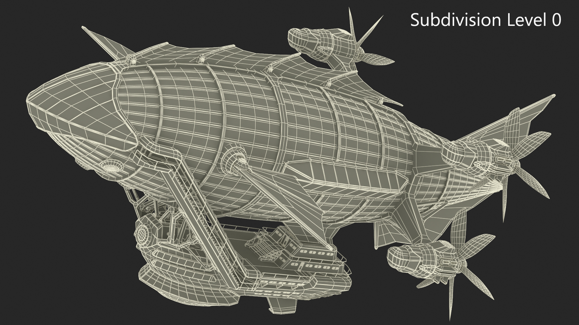 Steampunk Blimp Rigged 3D