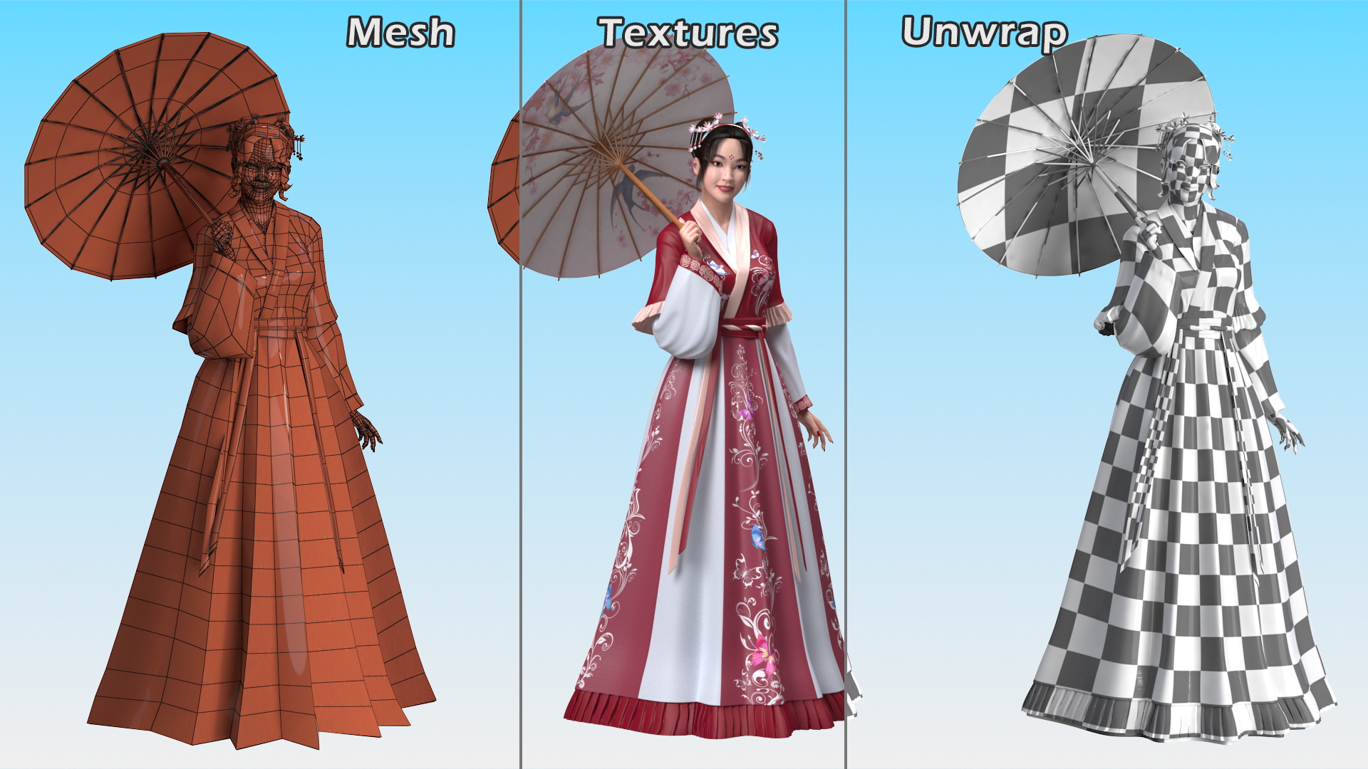 Chinese Traditional Style Woman Walking 3D model