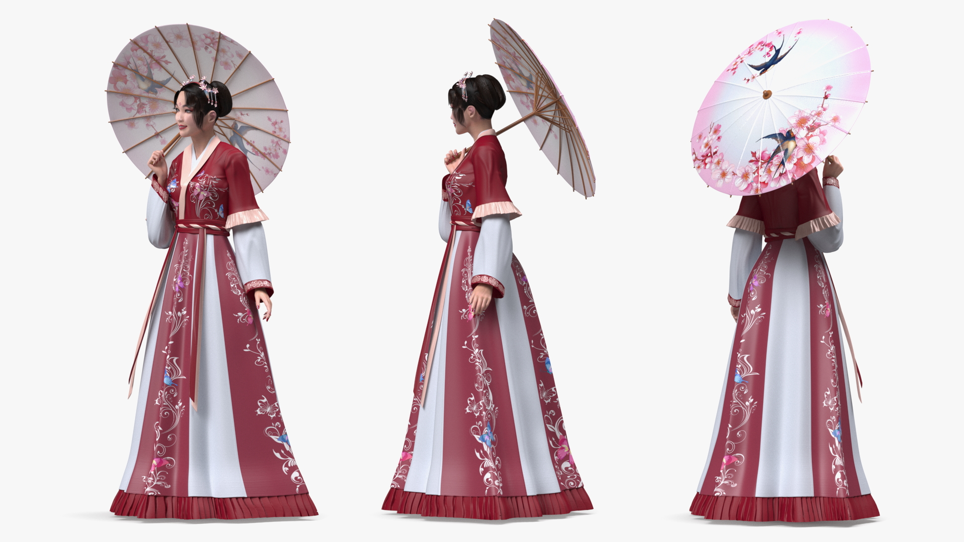 Chinese Traditional Style Woman Walking 3D model