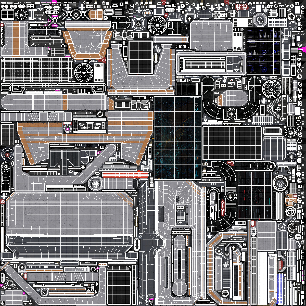 An Astronaut Input Data into Sci-fi Computer 3D model