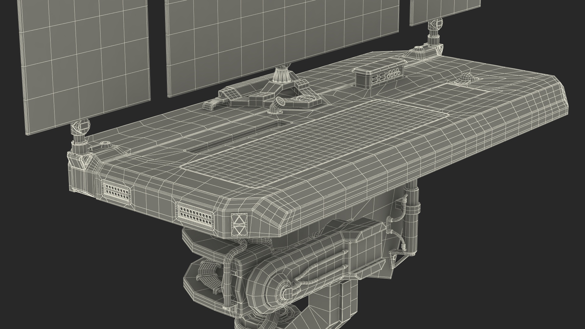 An Astronaut Input Data into Sci-fi Computer 3D model