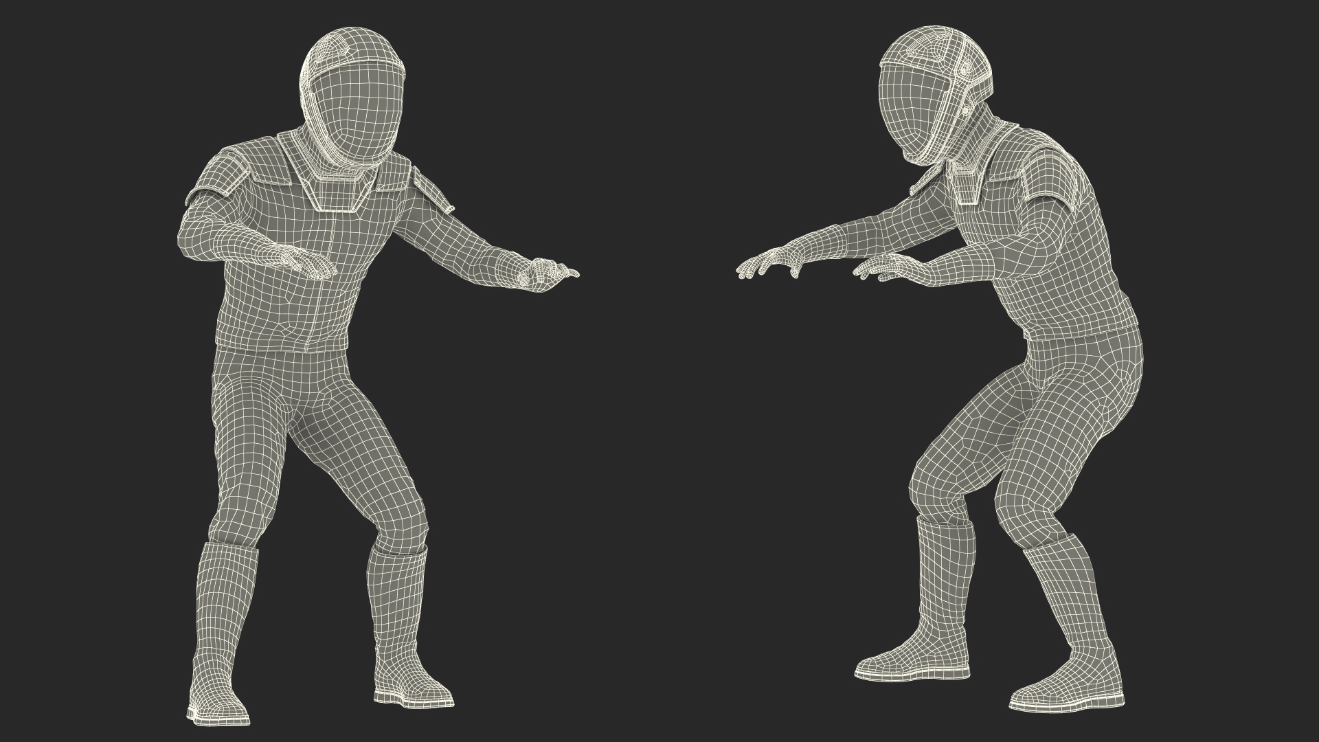 An Astronaut Input Data into Sci-fi Computer 3D model