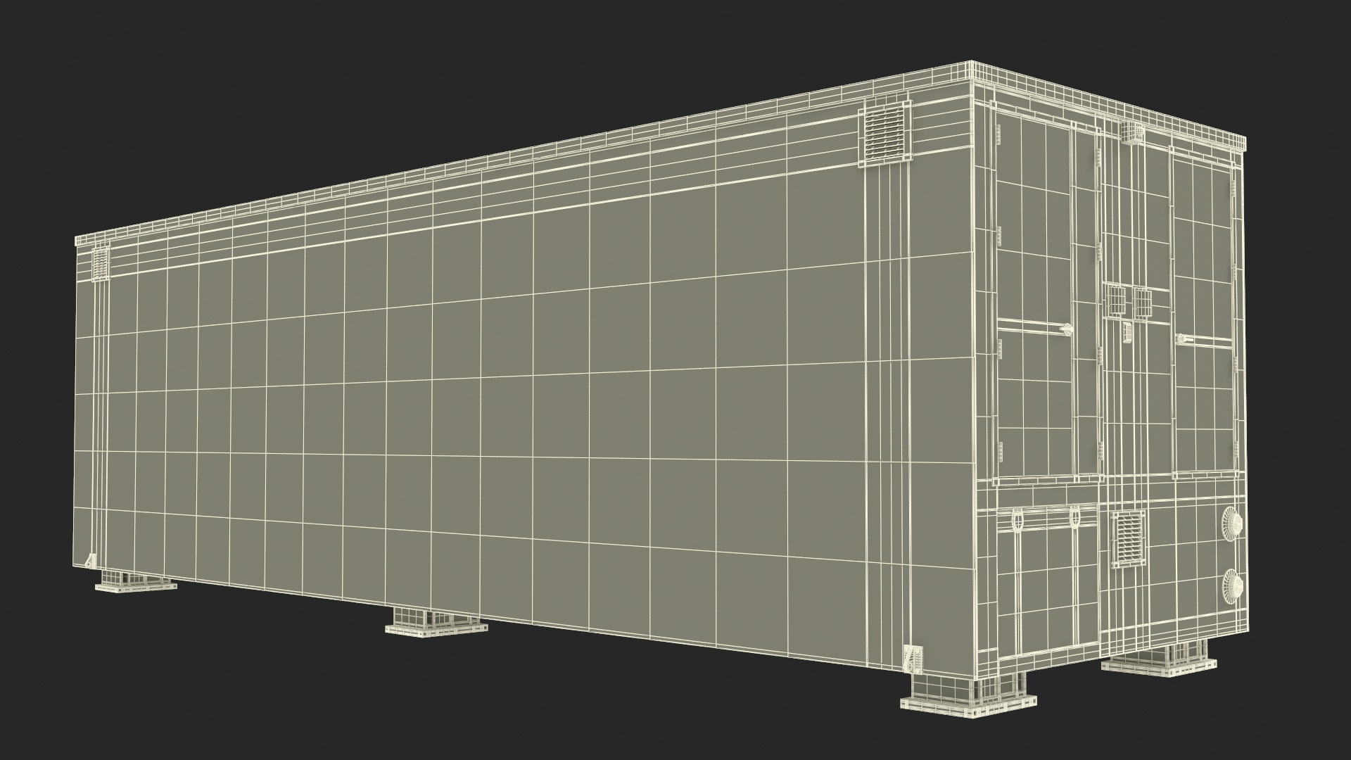 Container Data Center Simple Interior 3D