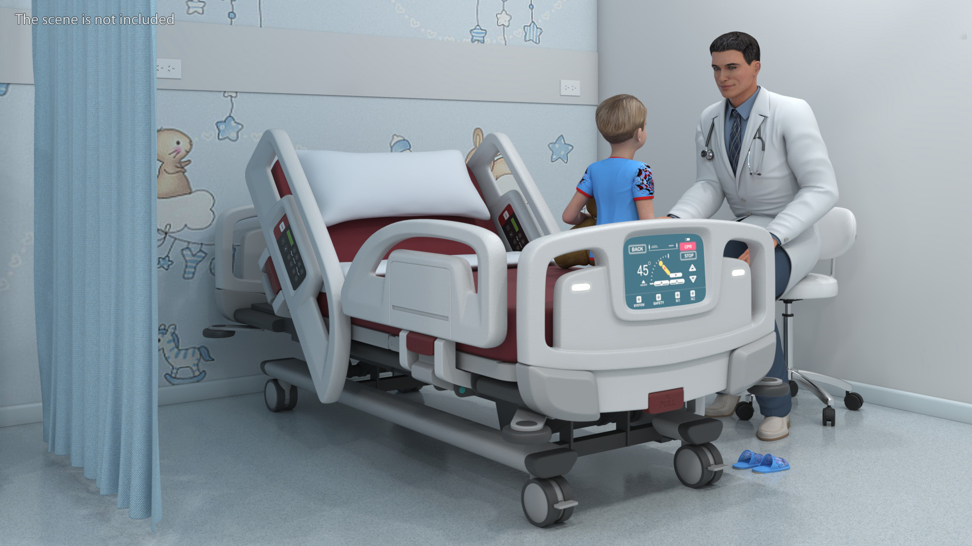 3D Boy on Hospital Bed with Doctor