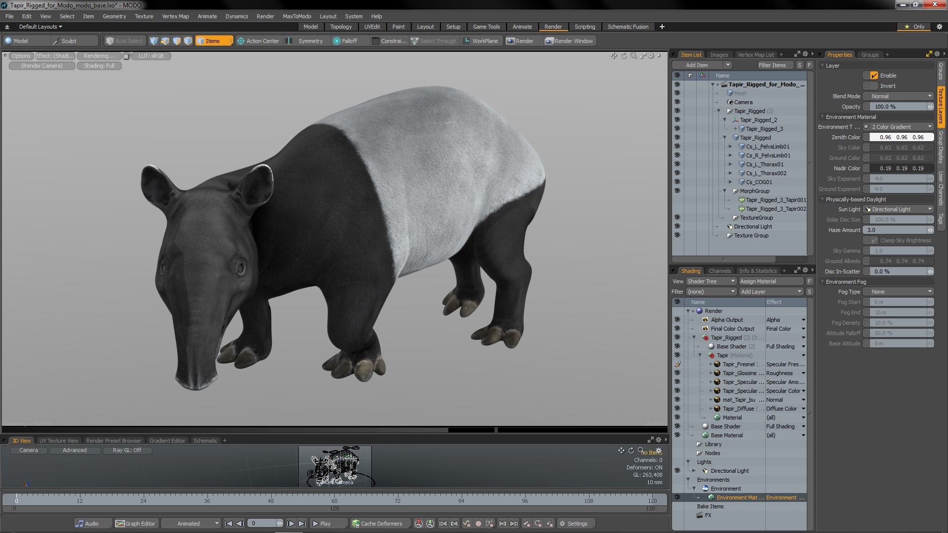 3D Tapir Rigged for Modo