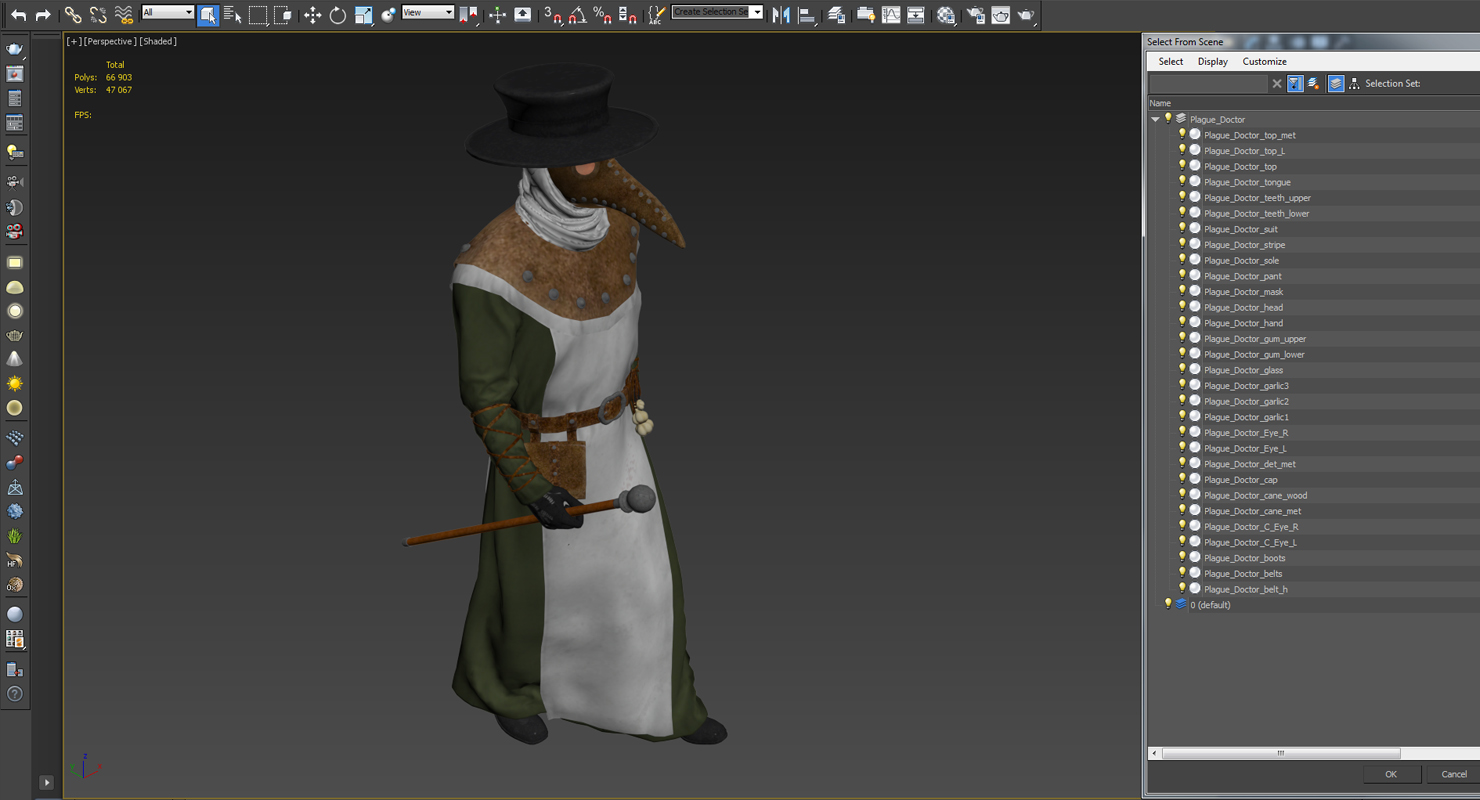 3D Plague Doctor Walking Pose