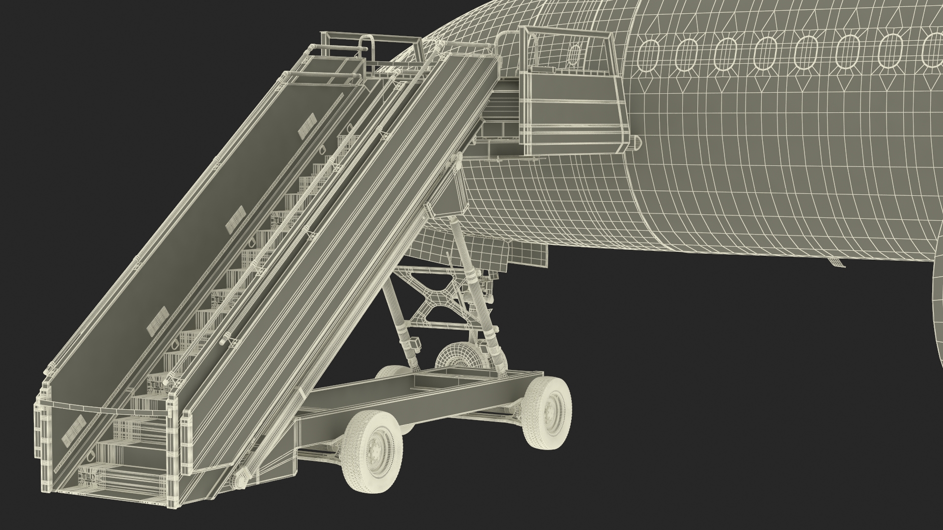 Airbus A220 with Passenger Steps 3D