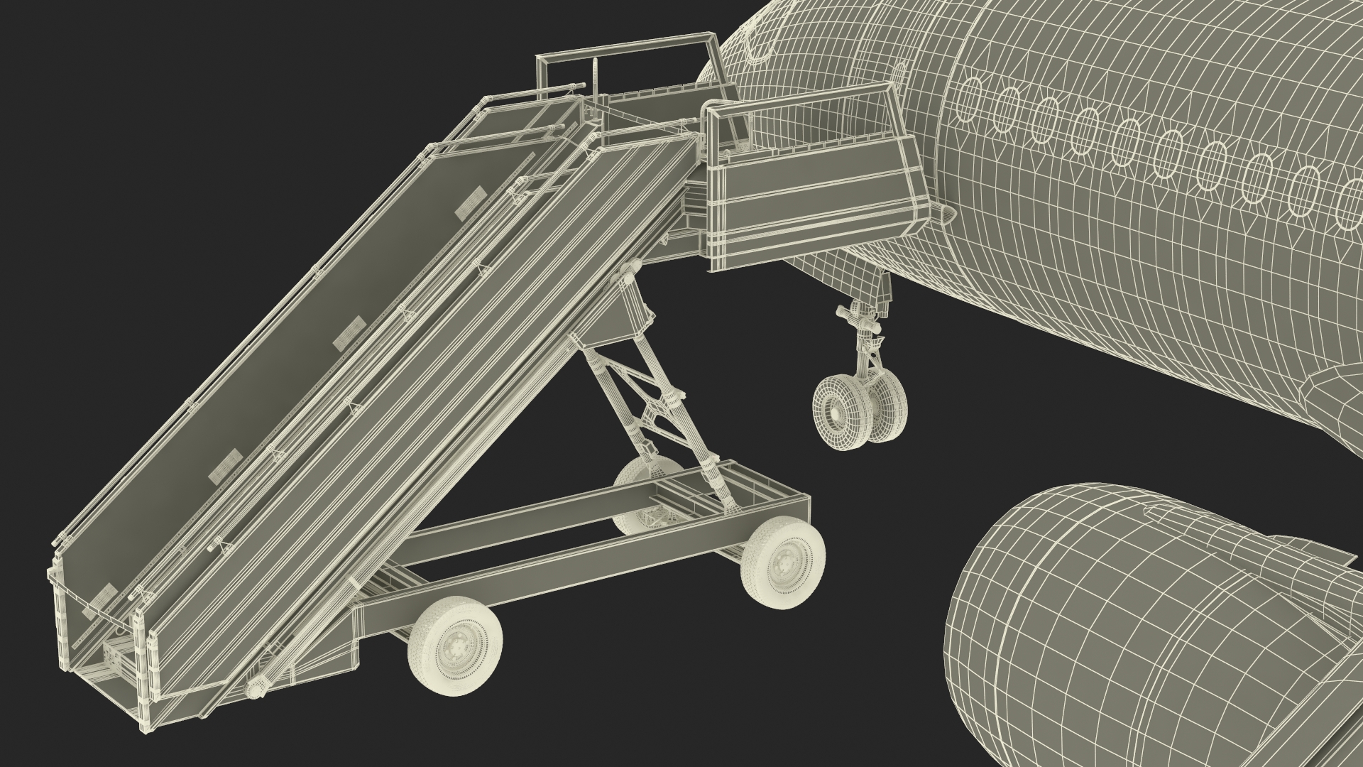 Airbus A220 with Passenger Steps 3D