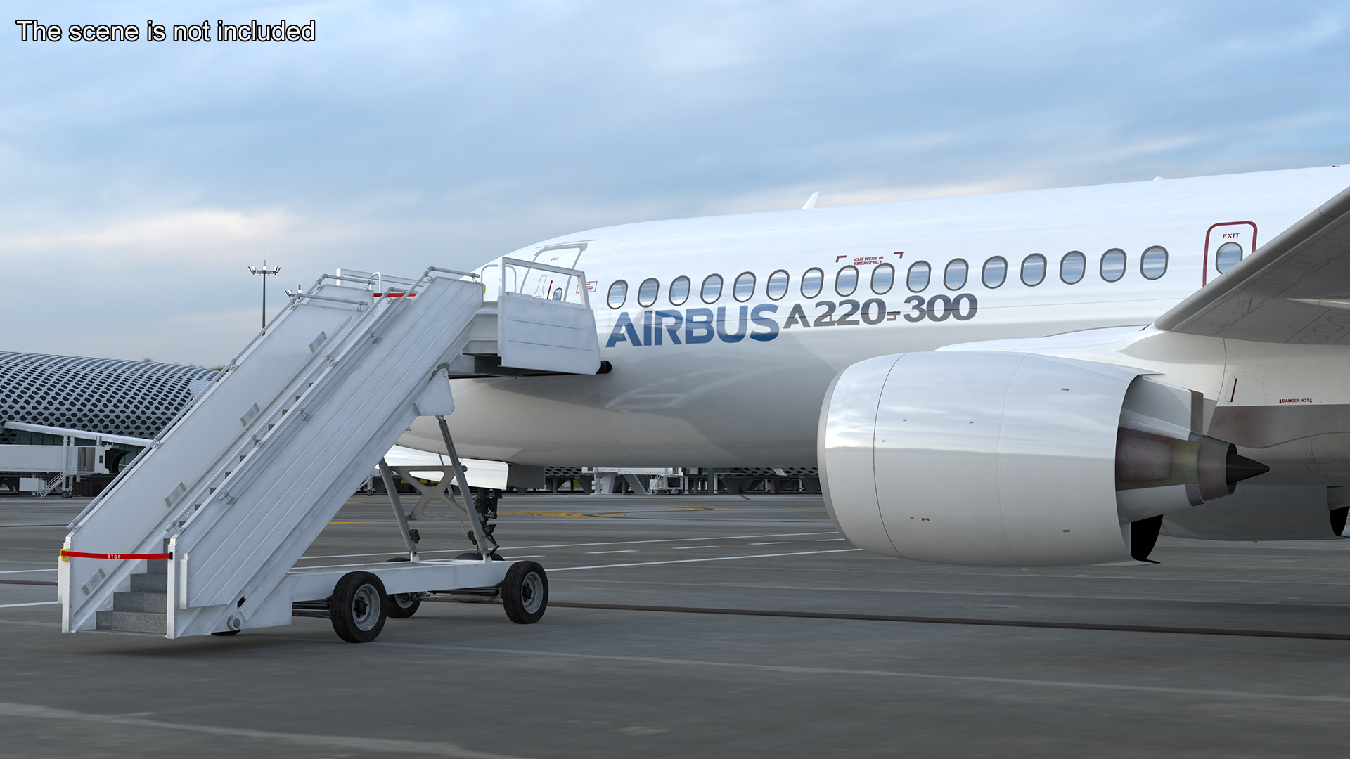 Airbus A220 with Passenger Steps 3D