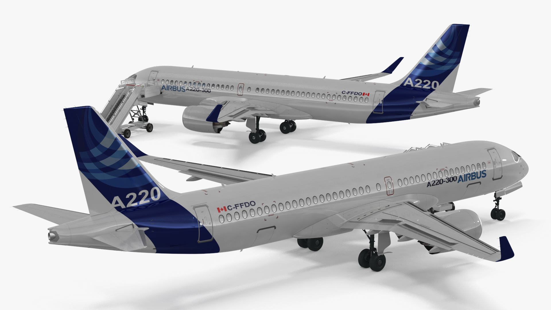 Airbus A220 with Passenger Steps 3D