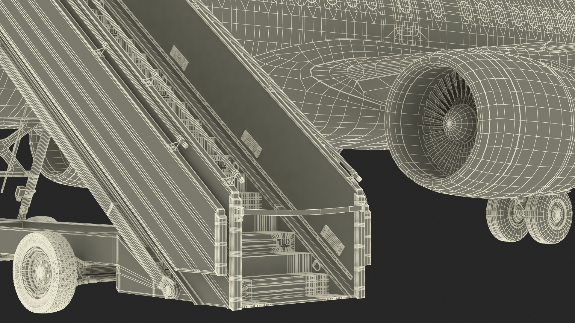 Airbus A220 with Passenger Steps 3D