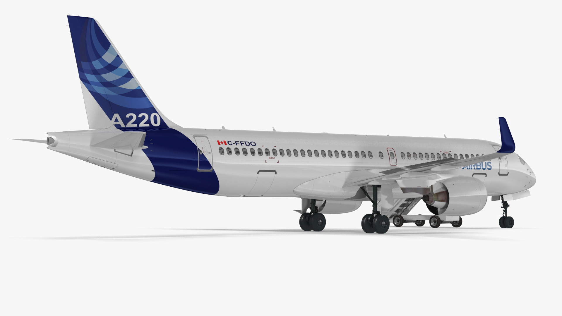 Airbus A220 with Passenger Steps 3D