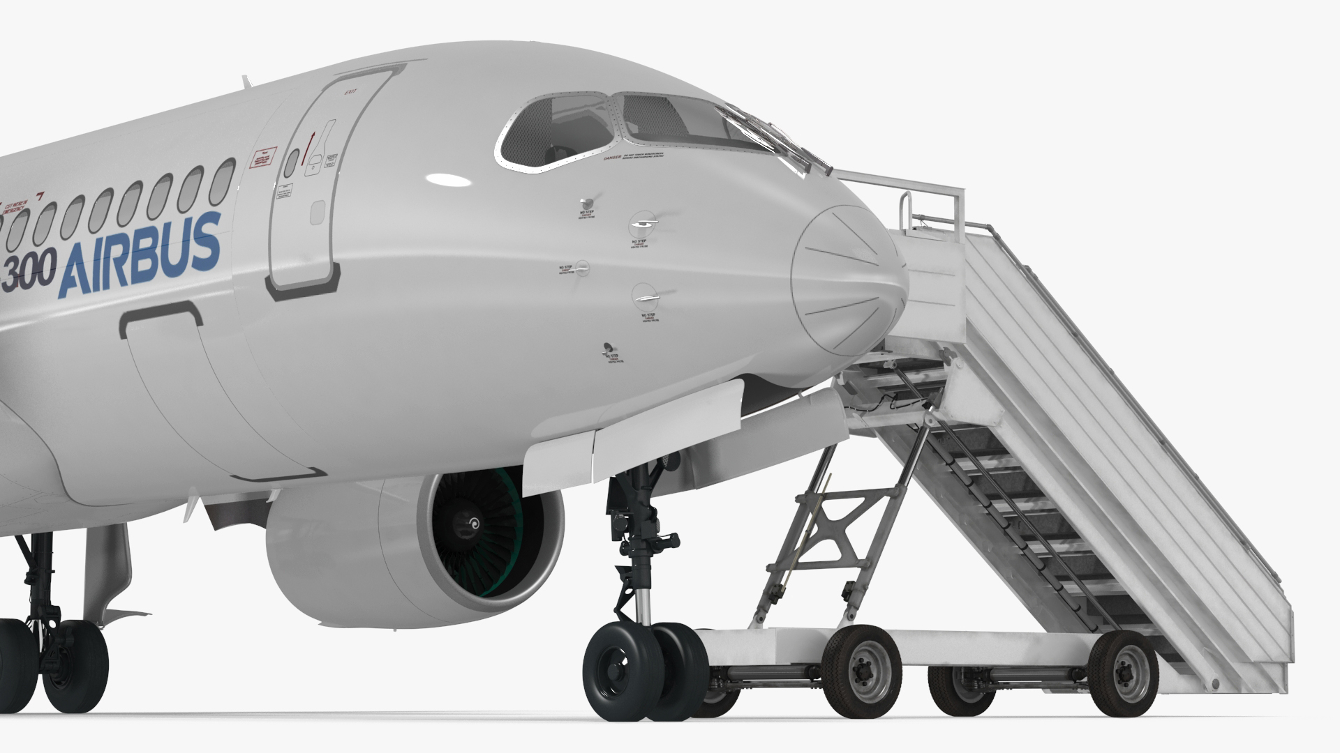 Airbus A220 with Passenger Steps 3D