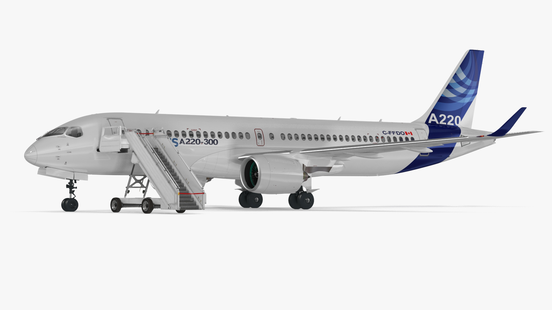 Airbus A220 with Passenger Steps 3D