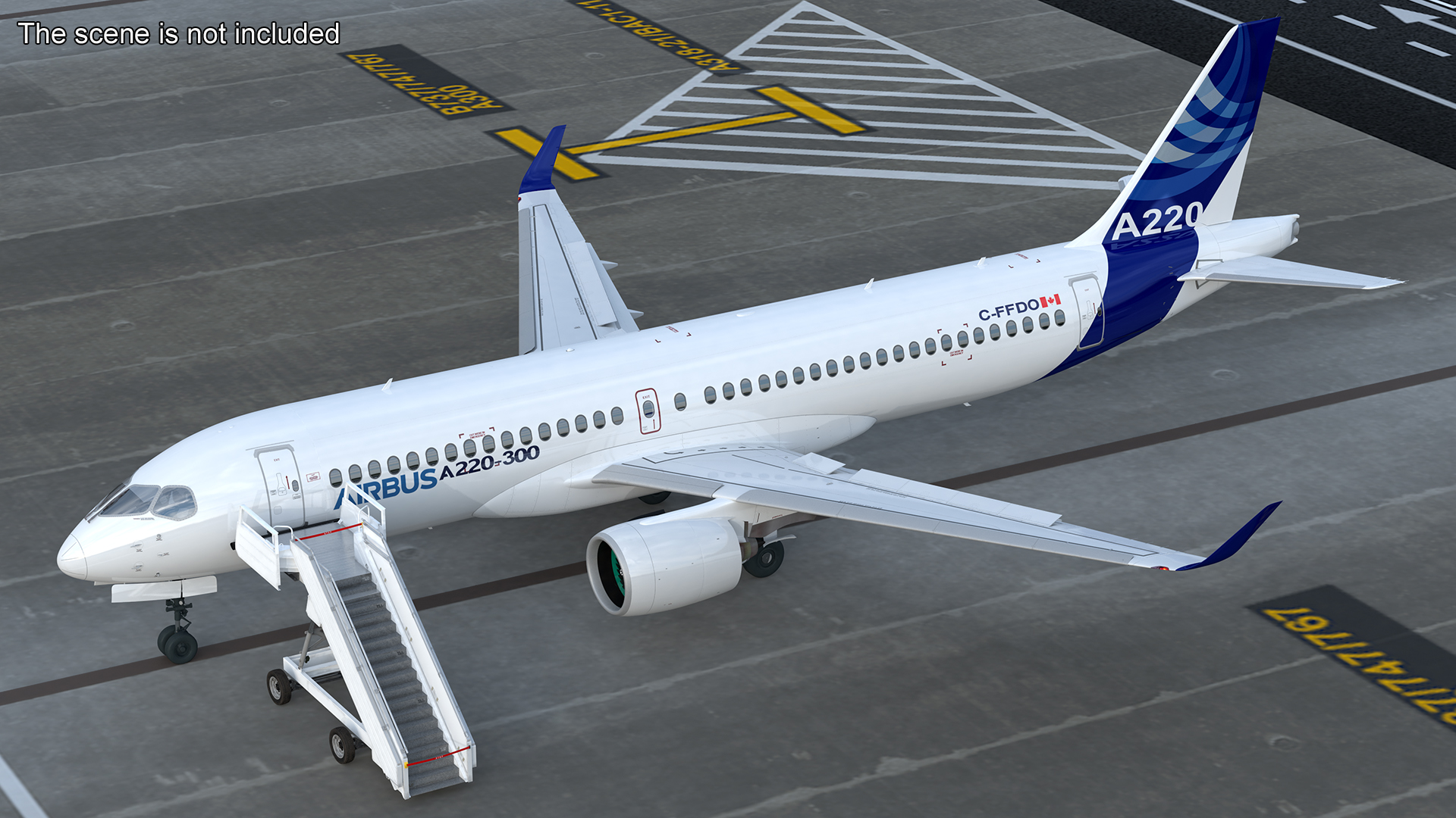 Airbus A220 with Passenger Steps 3D