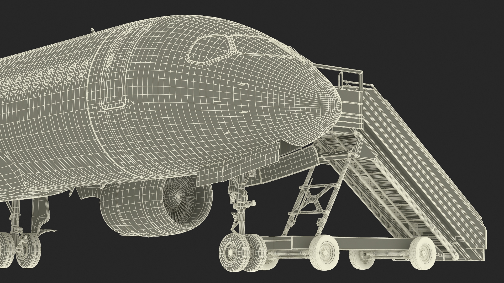 Airbus A220 with Passenger Steps 3D