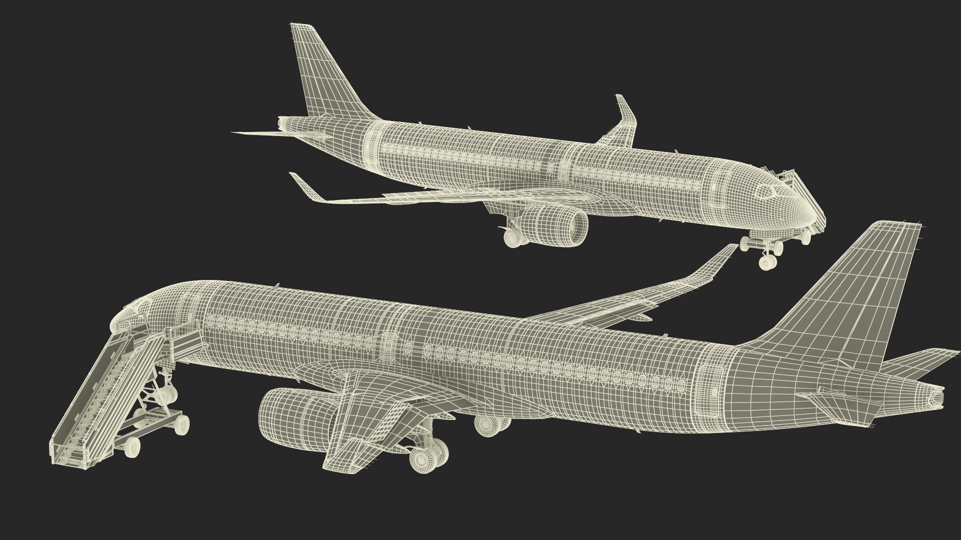 Airbus A220 with Passenger Steps 3D