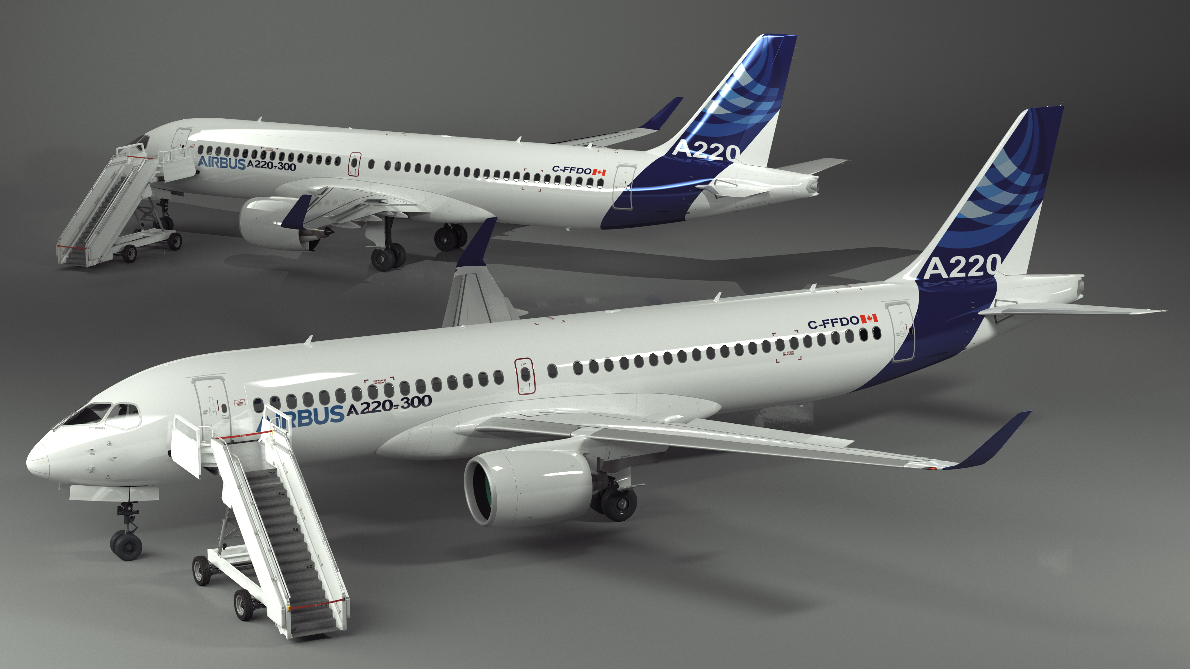 Airbus A220 with Passenger Steps 3D