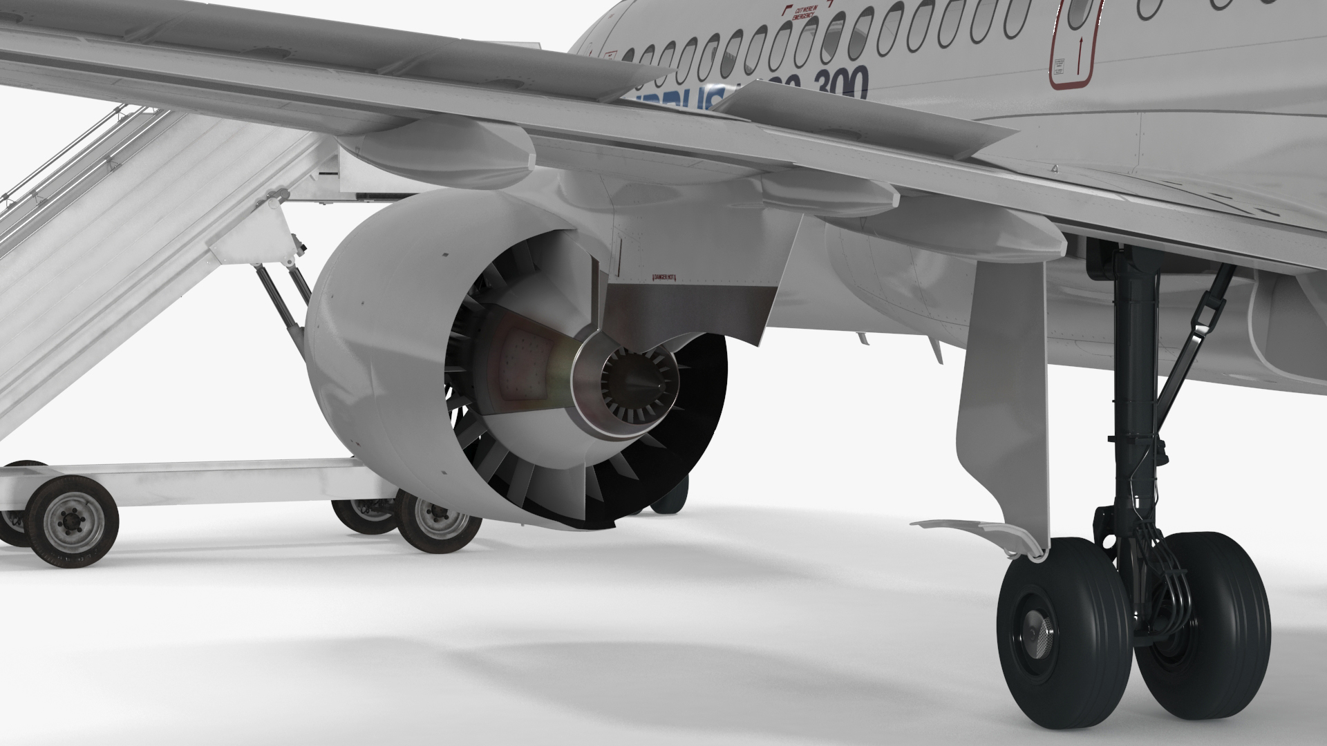 Airbus A220 with Passenger Steps 3D