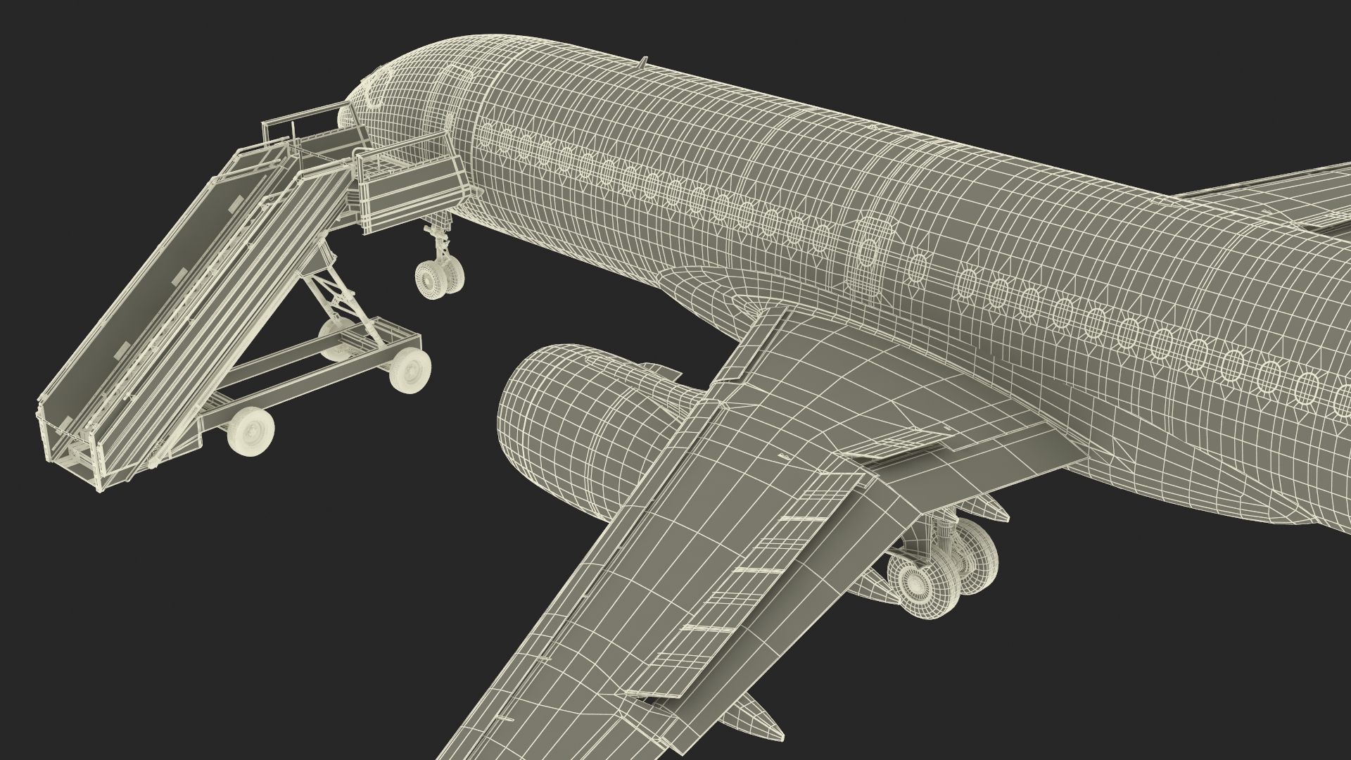 Airbus A220 with Passenger Steps 3D