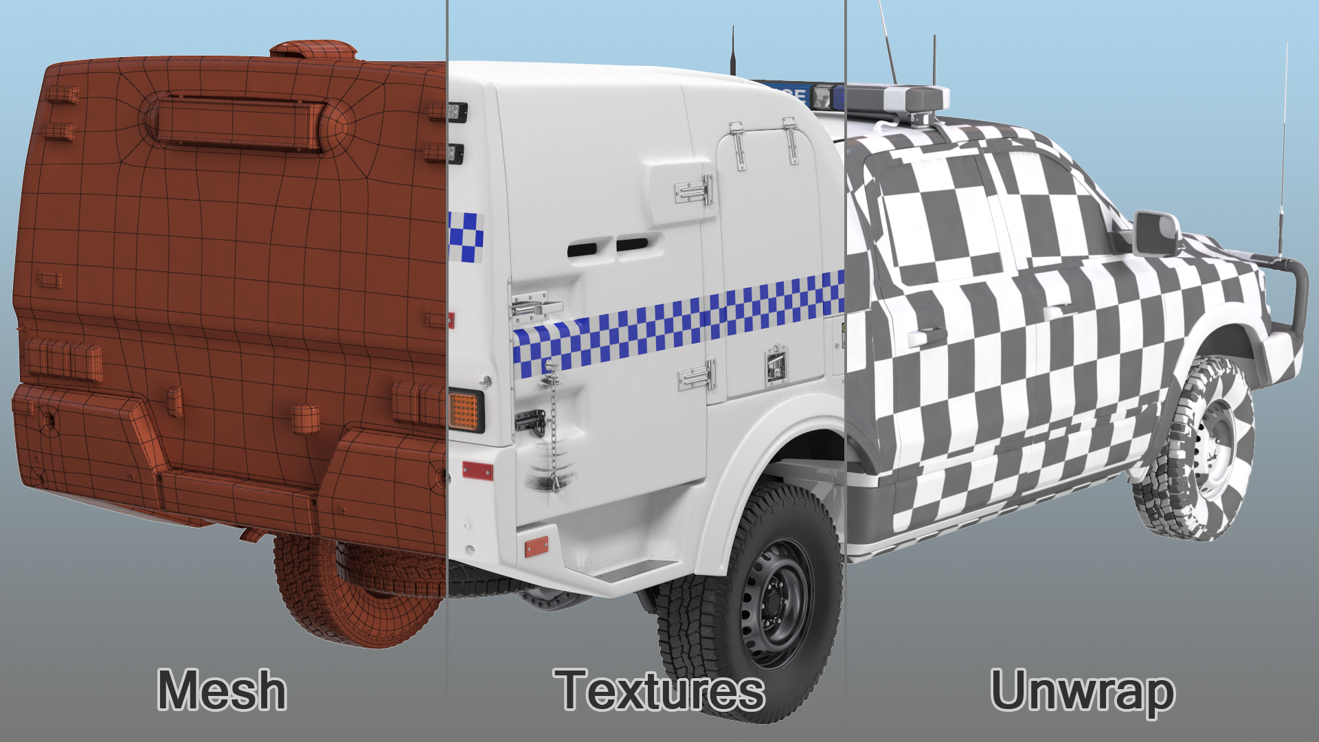 3D Police Prisoner Transport Truck Rigged model