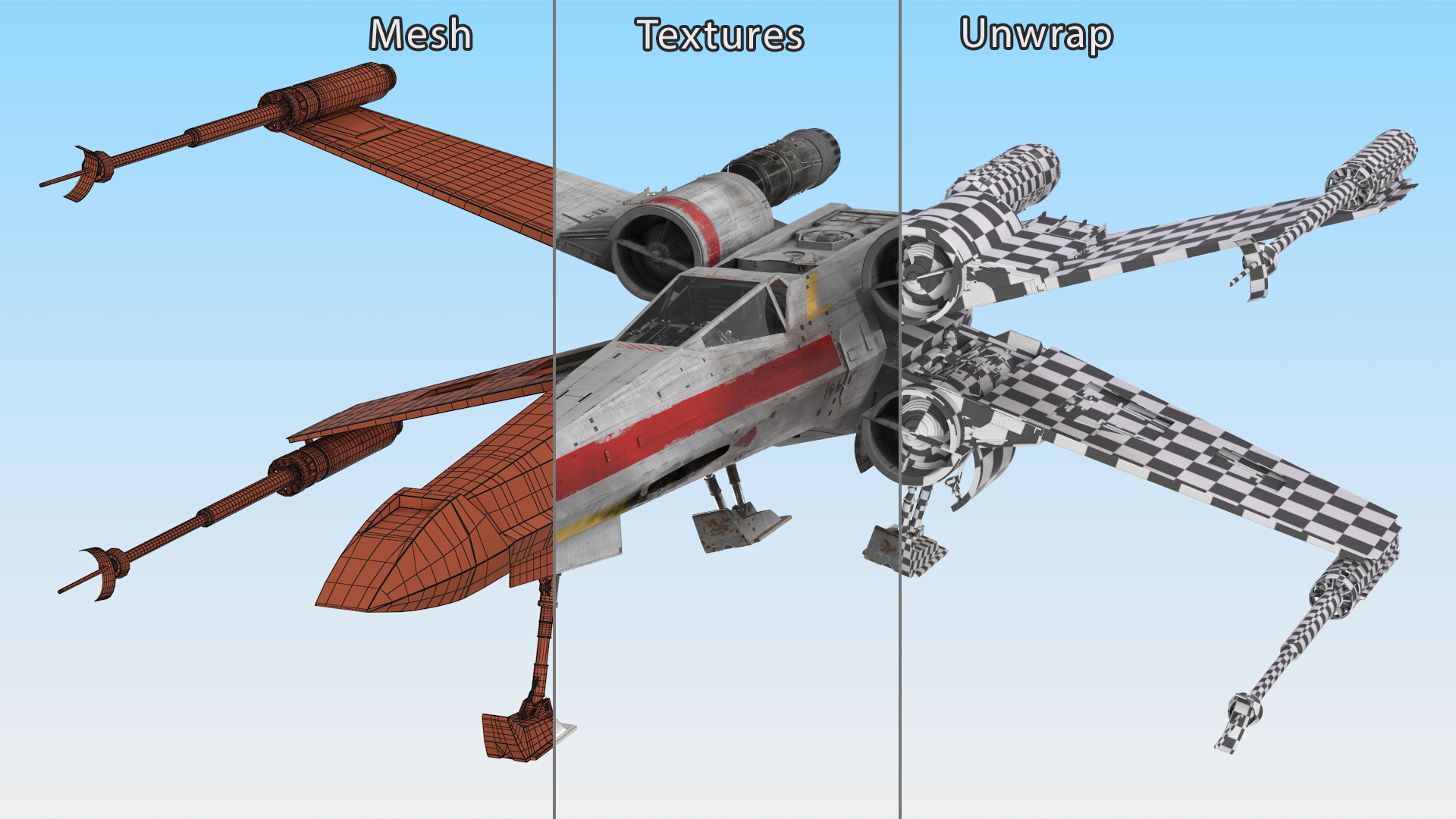 T65 X-Wing Starfighter Rigged 3D model