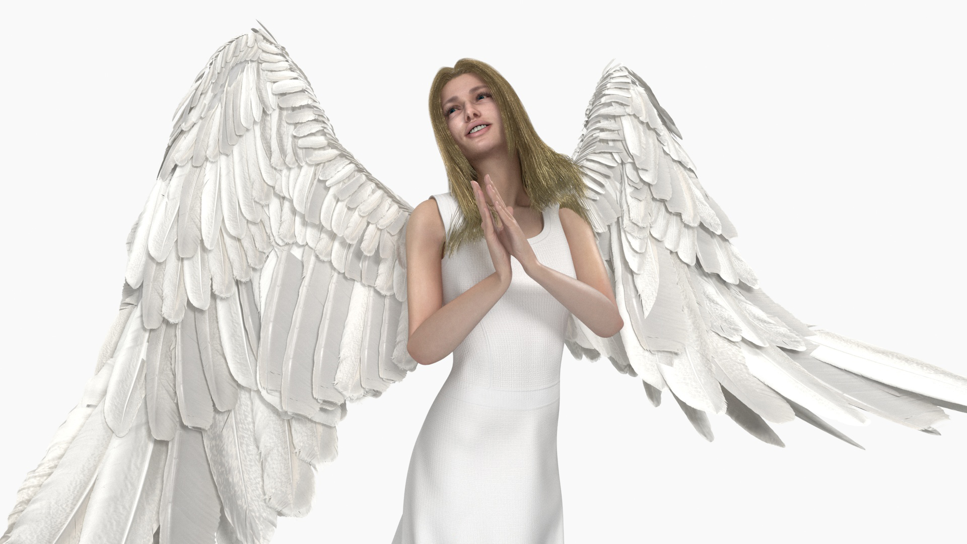 3D Blue Eyed Female Blonde Angel Rigged