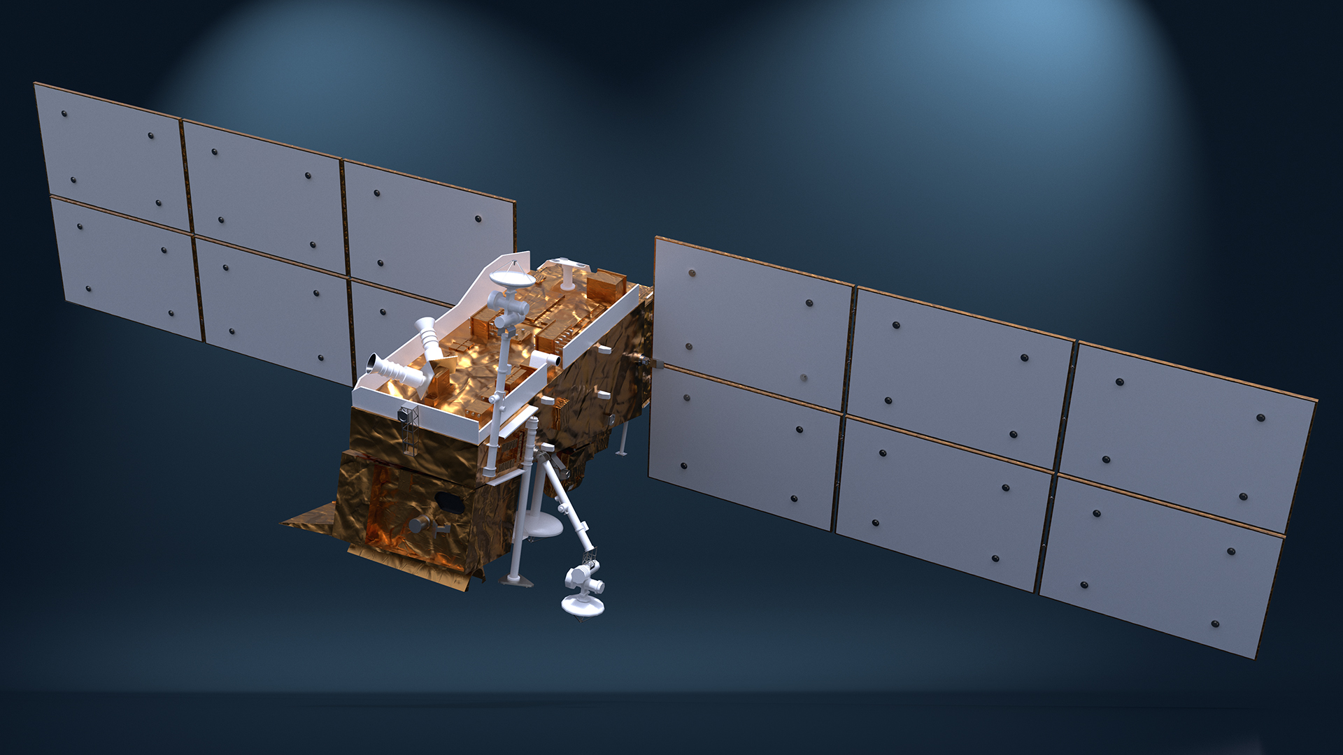 Space Satellite Equipped with Solar Panels 3D