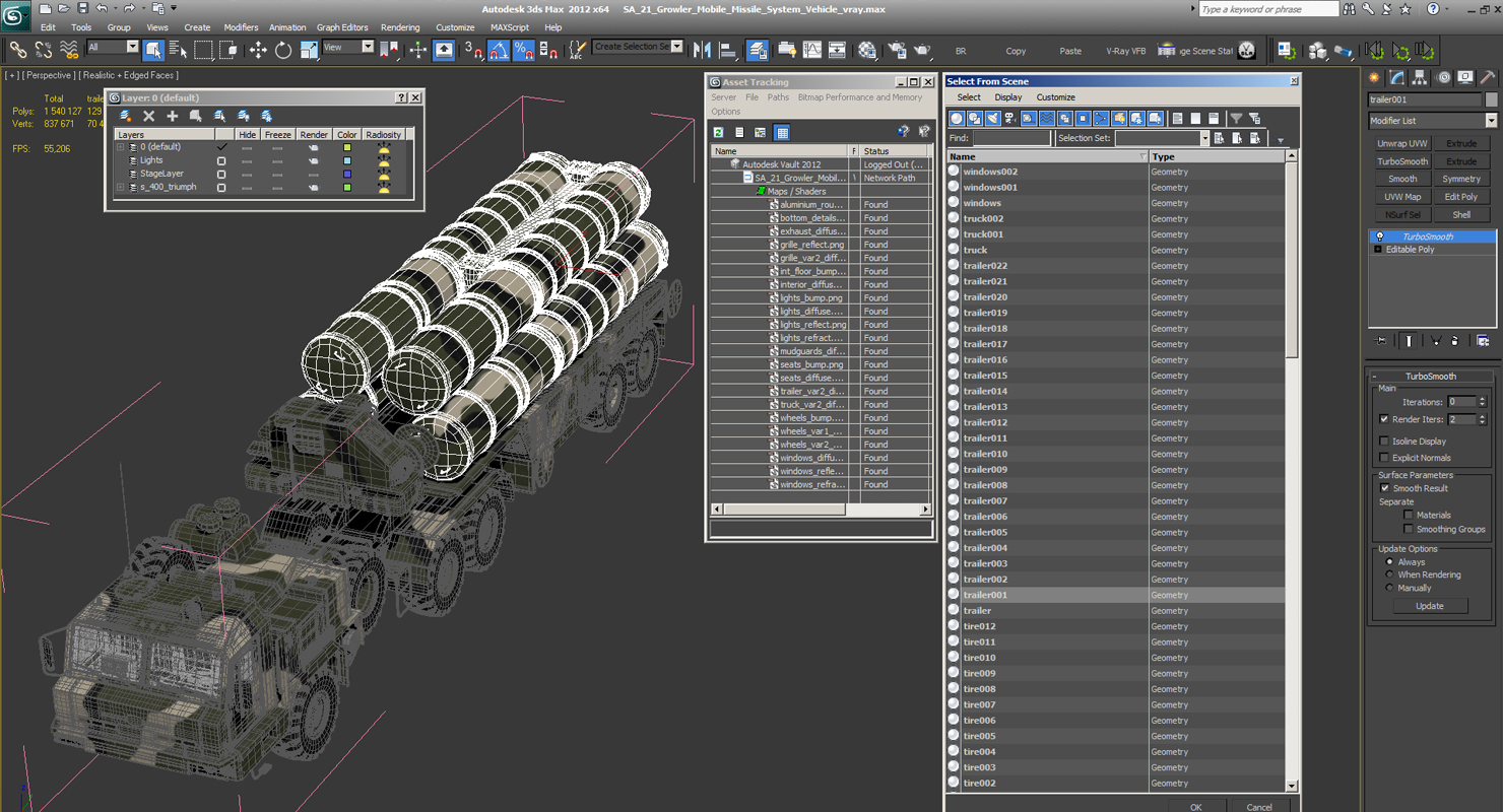 3D SA 21 Growler Mobile Missile System Vehicle model