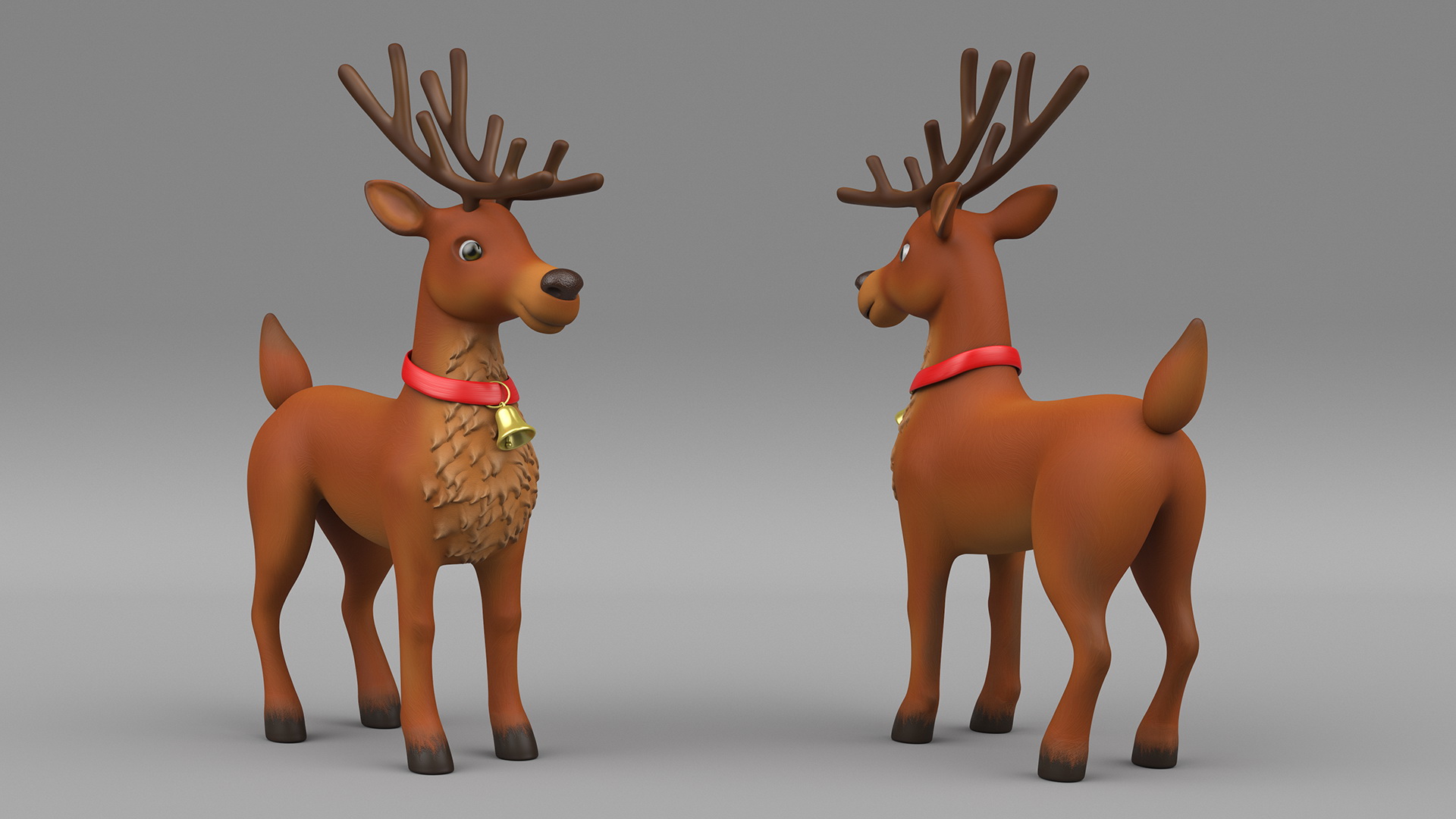 Cartoon Christmas Deer Rigged 3D model