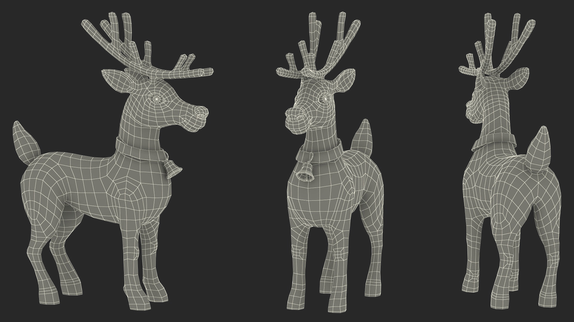 Cartoon Christmas Deer Rigged 3D model