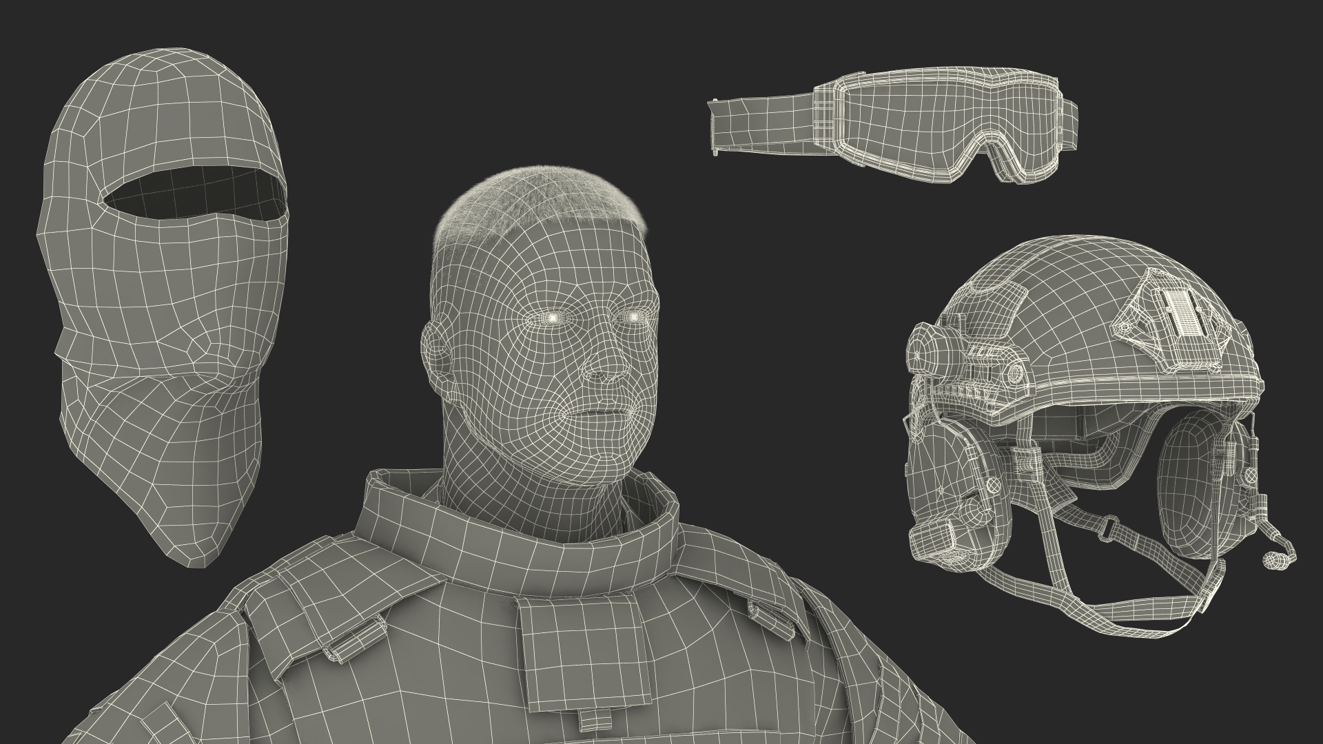 3D Military Soldier in Grey Camo Rigged