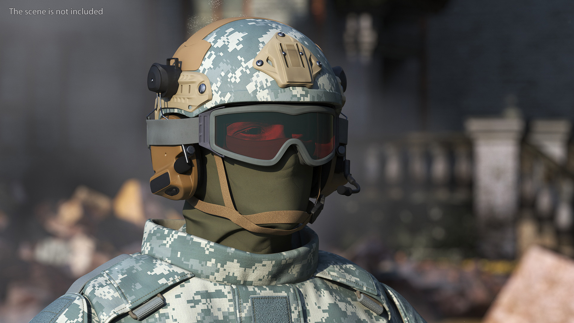 3D Military Soldier in Grey Camo Rigged