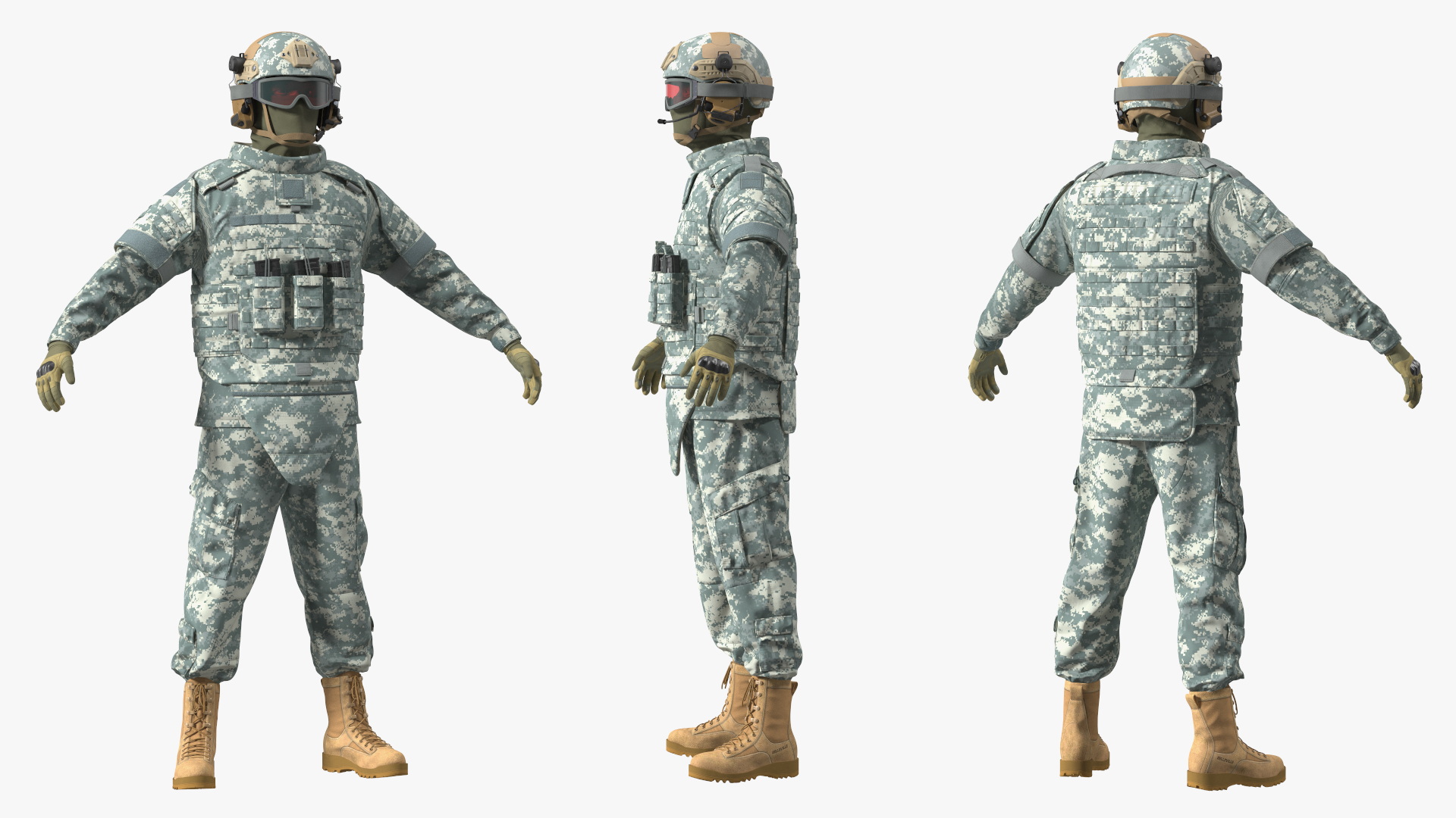 3D Military Soldier in Grey Camo Rigged