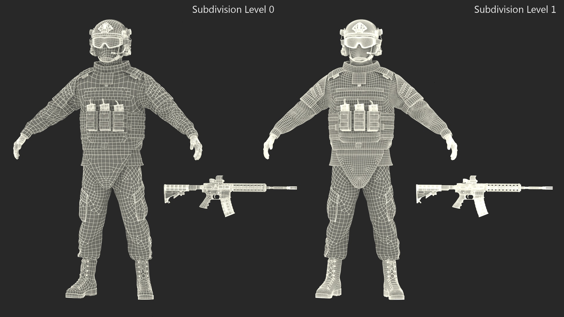 3D Military Soldier in Grey Camo Rigged