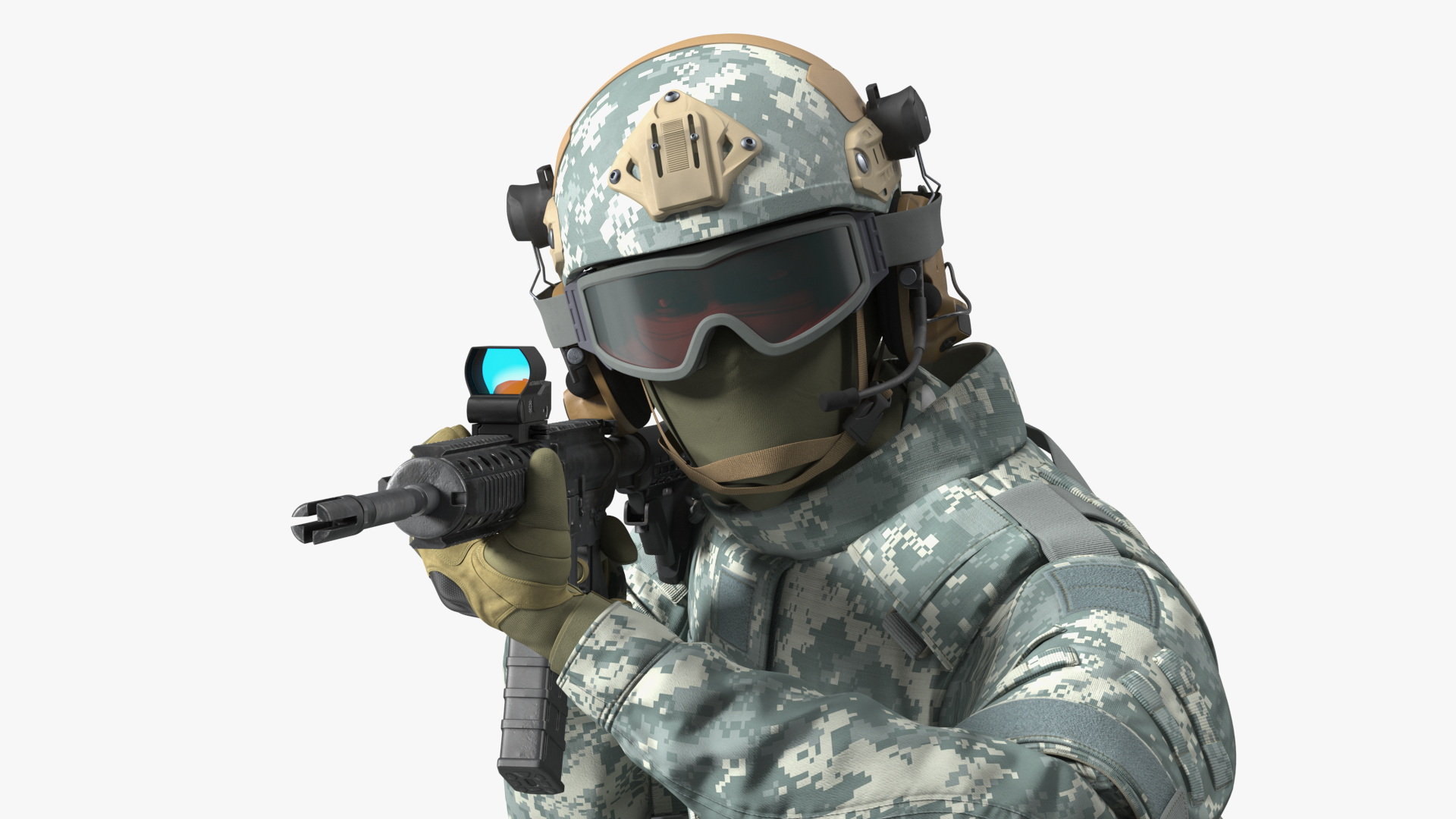 3D Military Soldier in Grey Camo Rigged