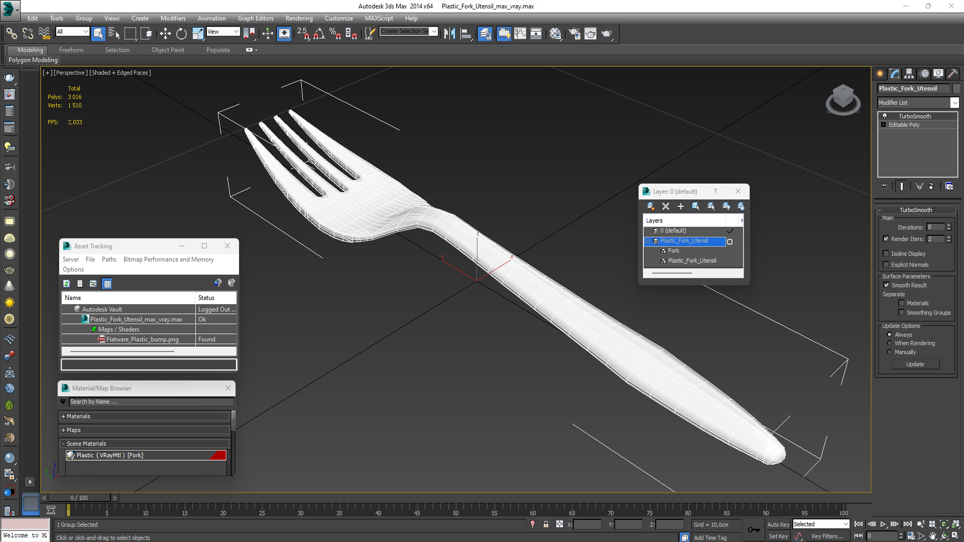 3D model Plastic Fork Utensil