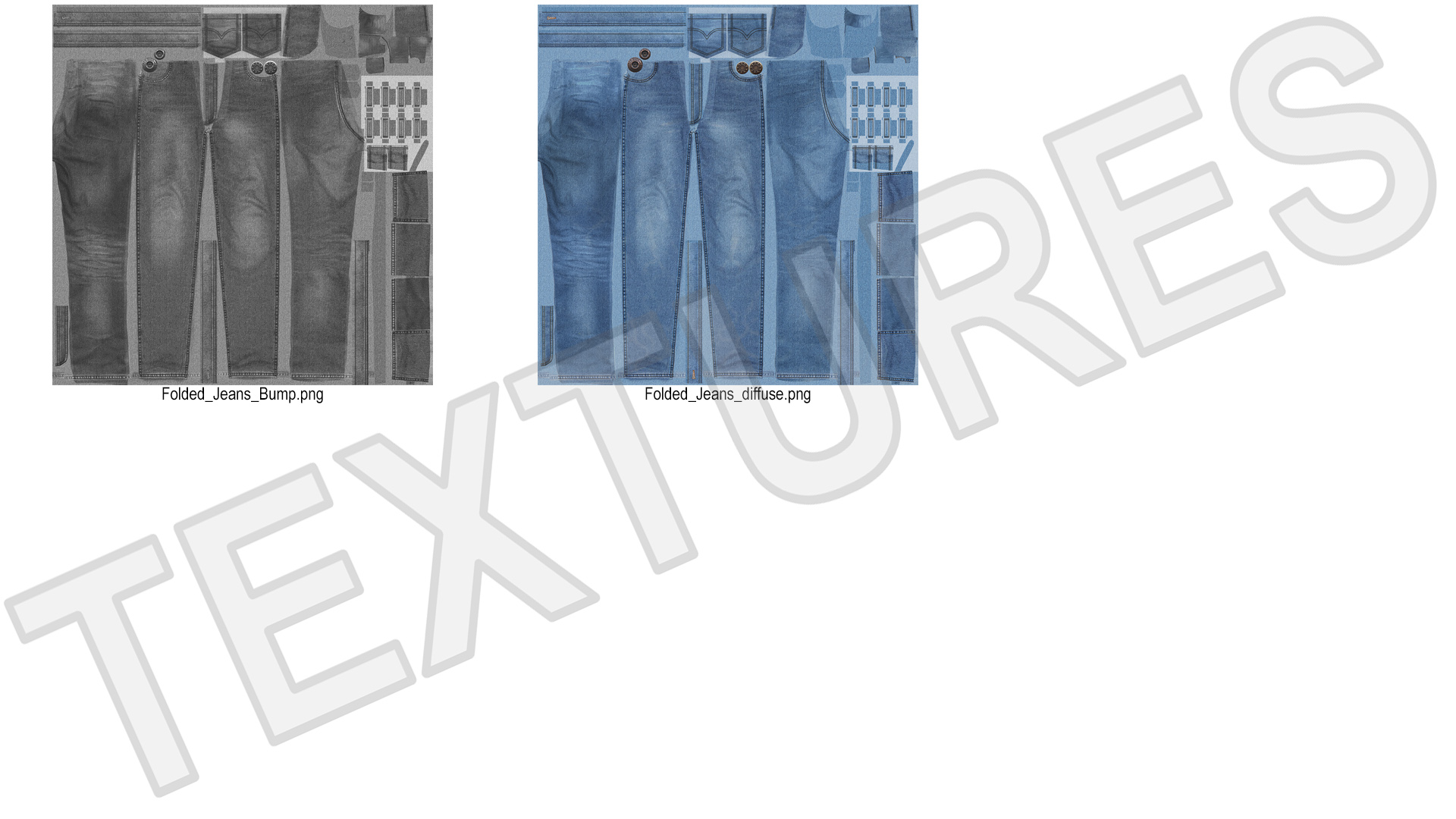 3D Folded Denim Blue Jeans model